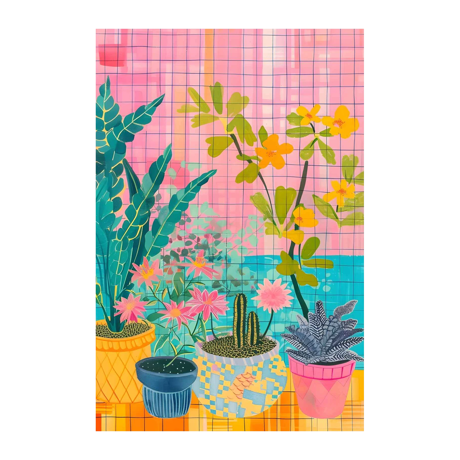Vibrant Pink Garden Boho Wall Art