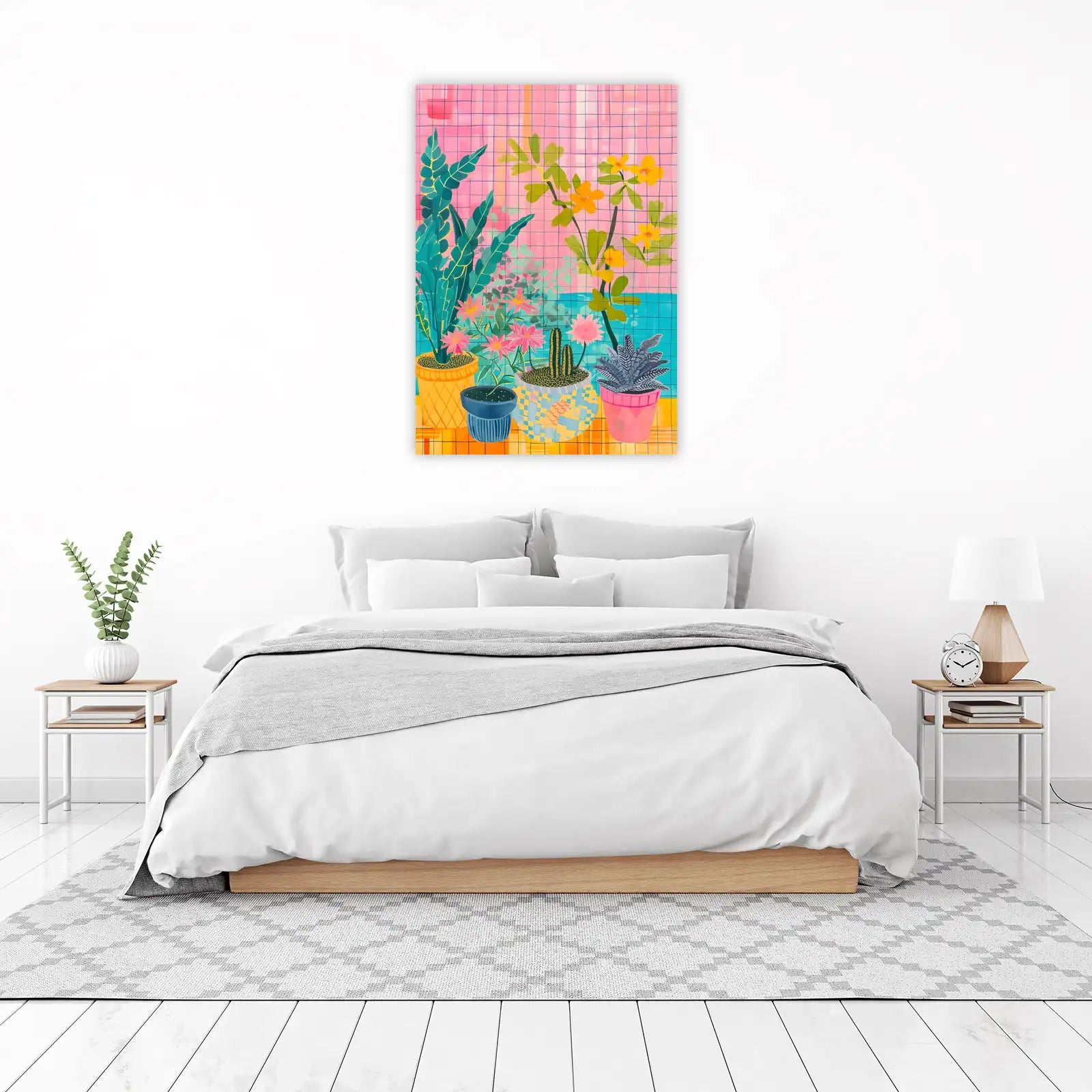 Vibrant Pink Garden Boho Wall Art