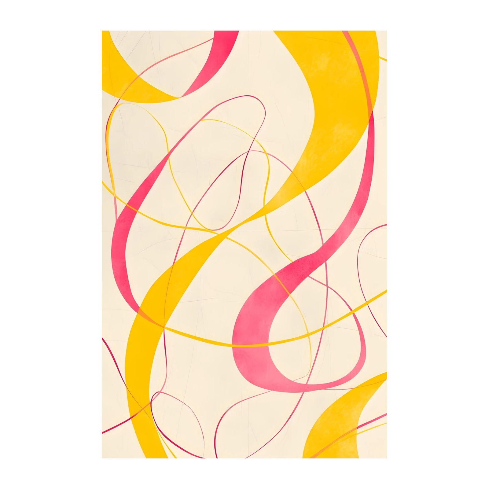 Vibrant Swirl Abstract Yellow & Pink Wall Art
