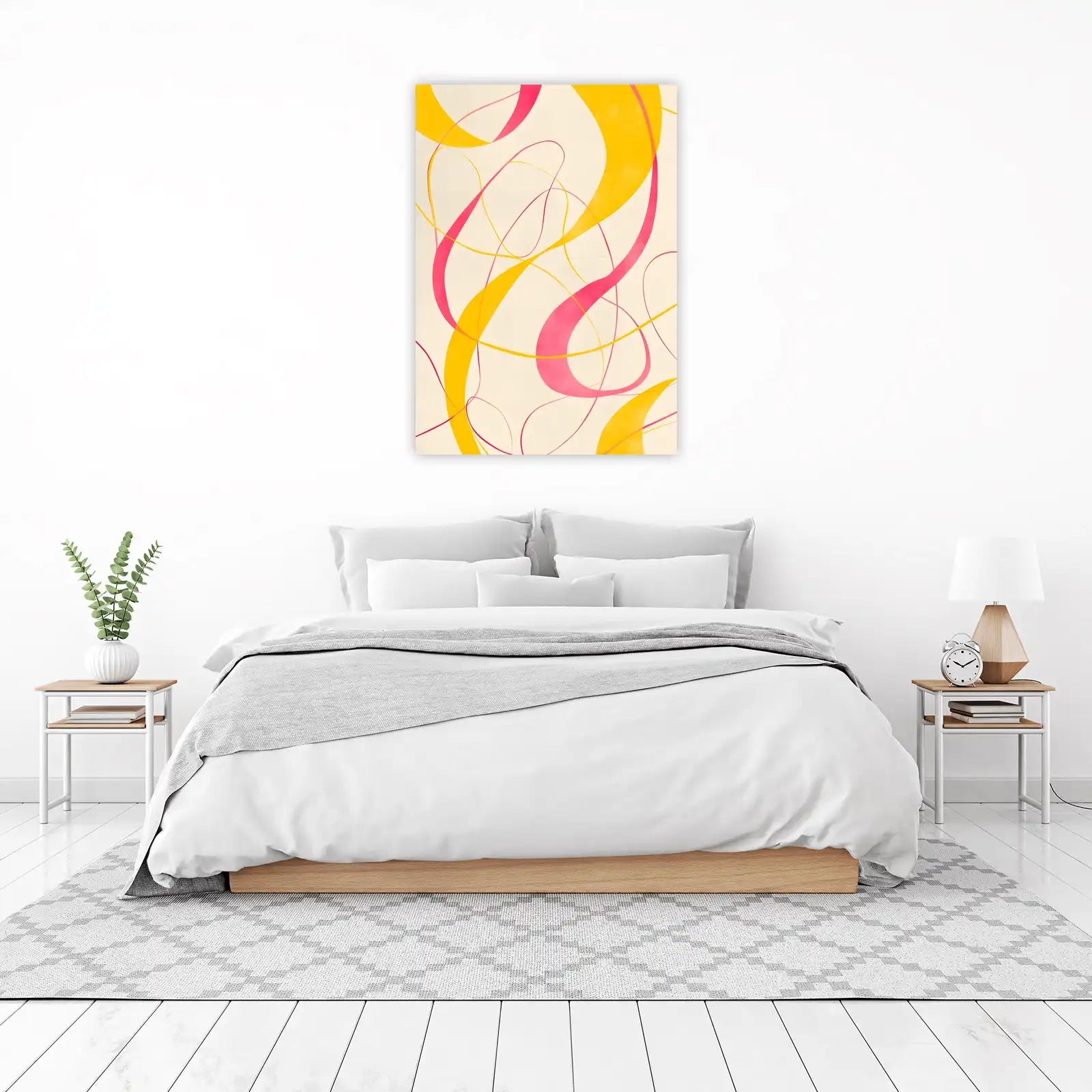 Vibrant Swirl Abstract Yellow & Pink Wall Art