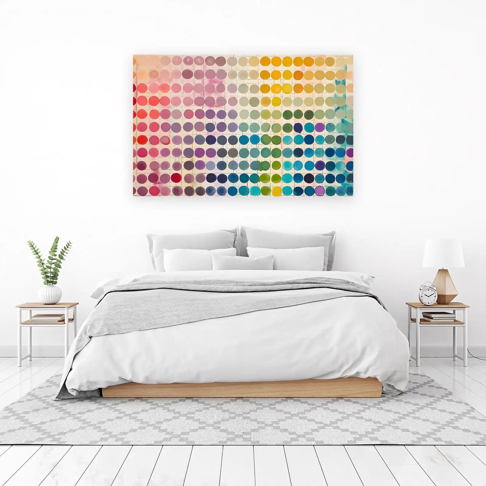 Vibrant Rainbow Dot Grid Wall Art