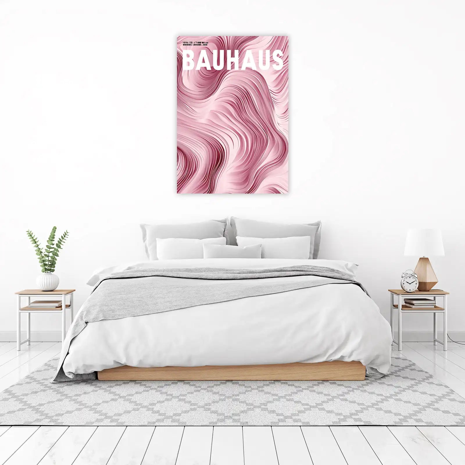 Abstract Pink Bauhaus Waves Wall Art