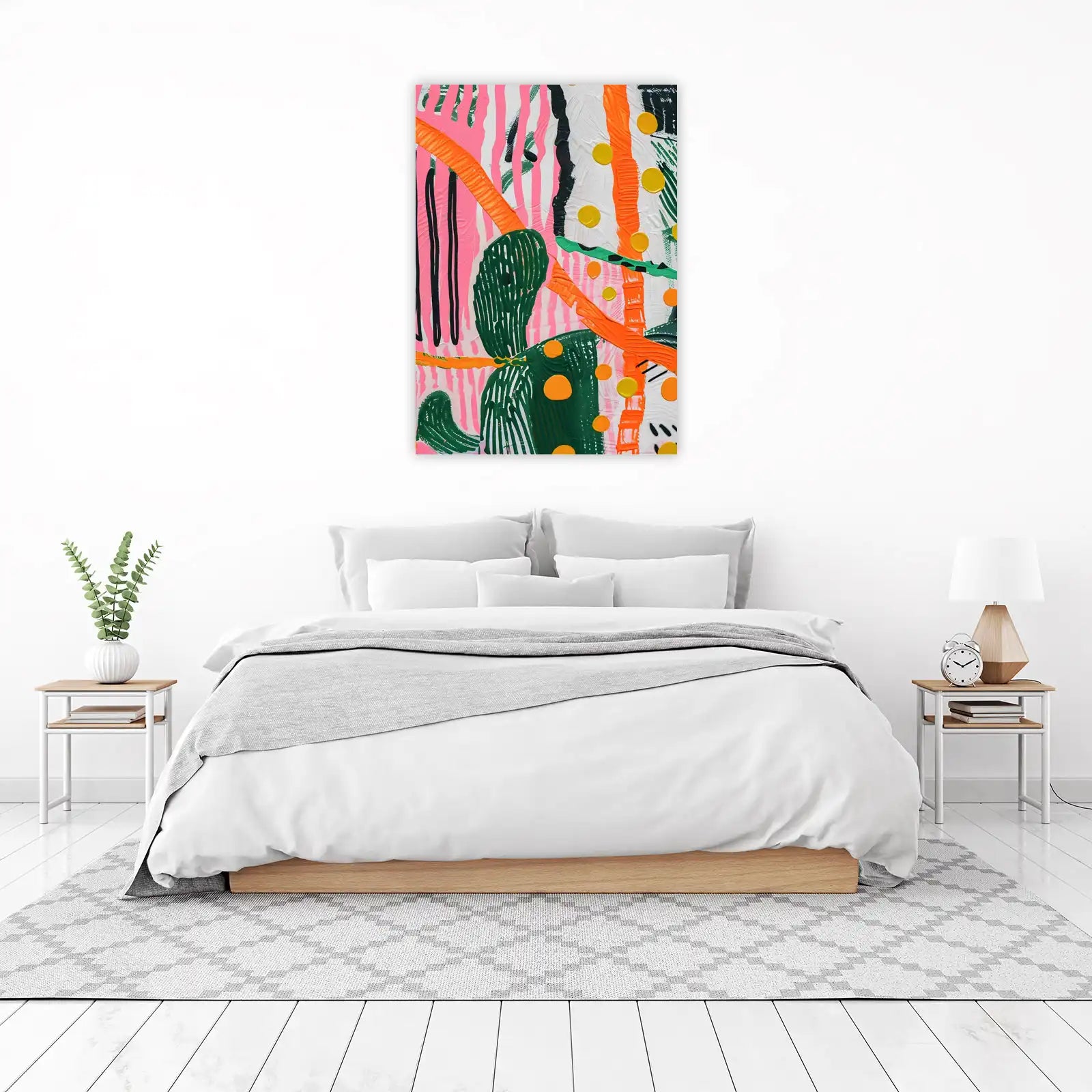 Vibrant Abstract Stripe & Dot Wall Art