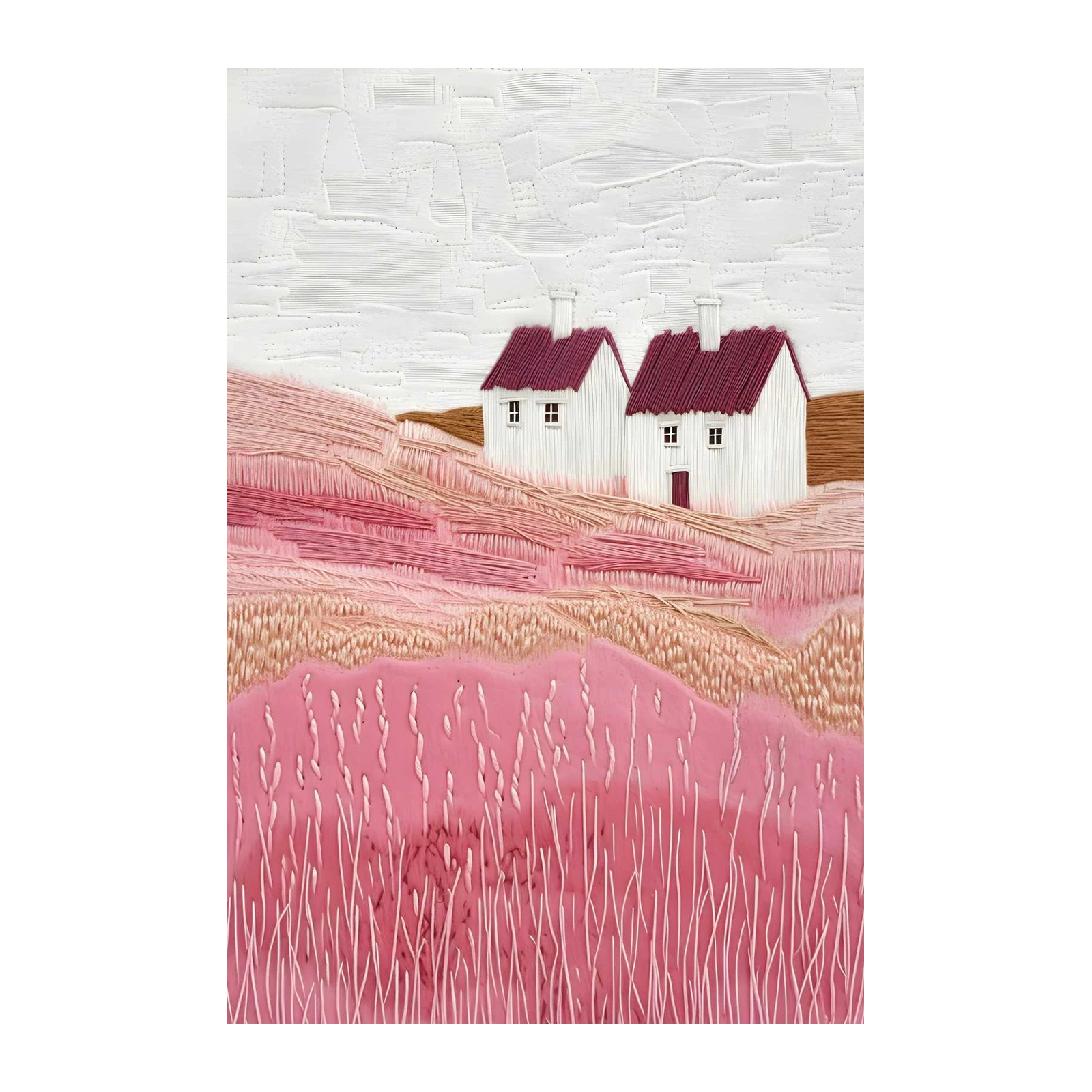 Charming Cottage Landscape Textile Wall Art