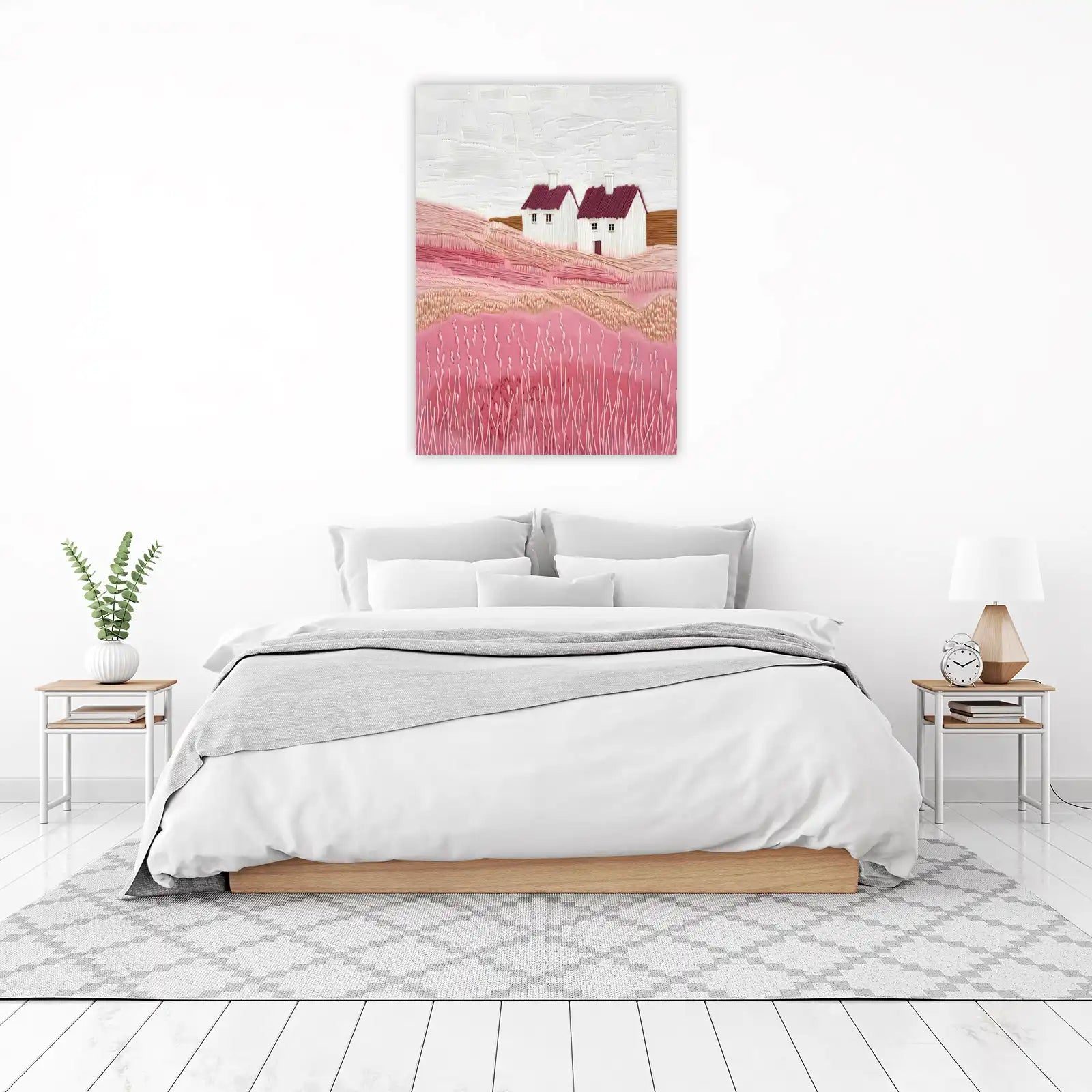 Charming Cottage Landscape Textile Wall Art