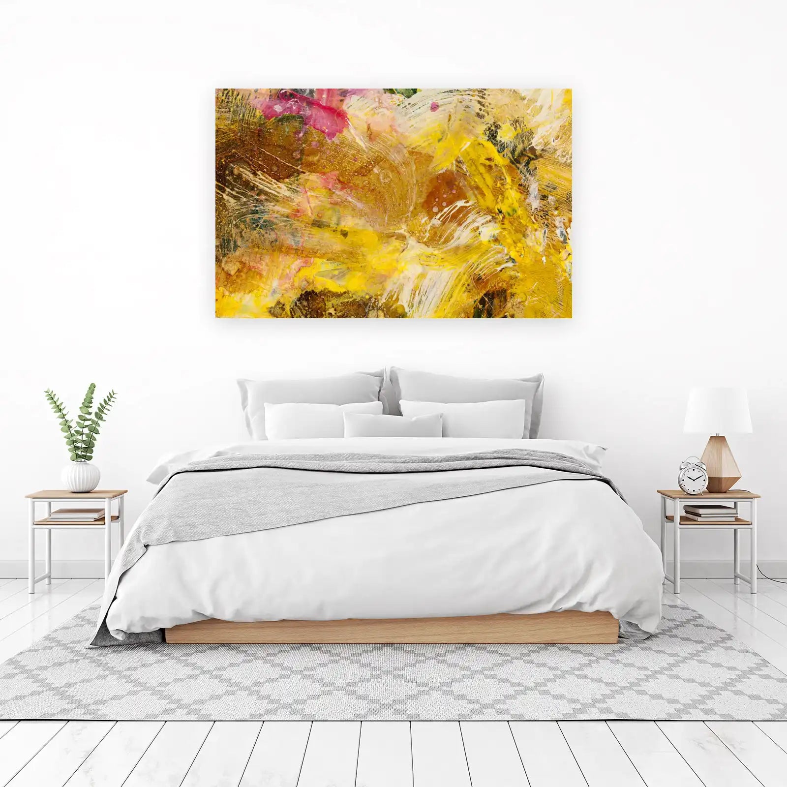 Vibrant Abstract Yellow & Pink Wall Art