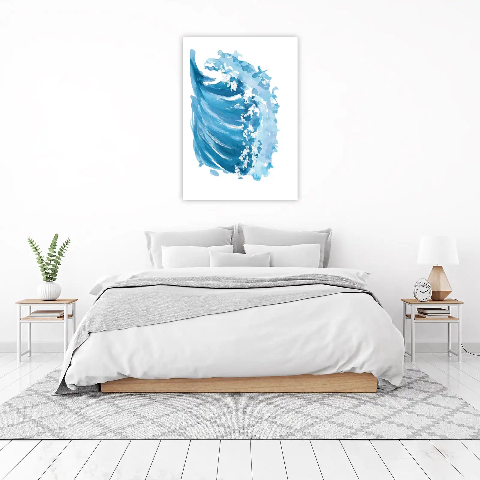 Majestic Ocean Wave Watercolor Wall Art