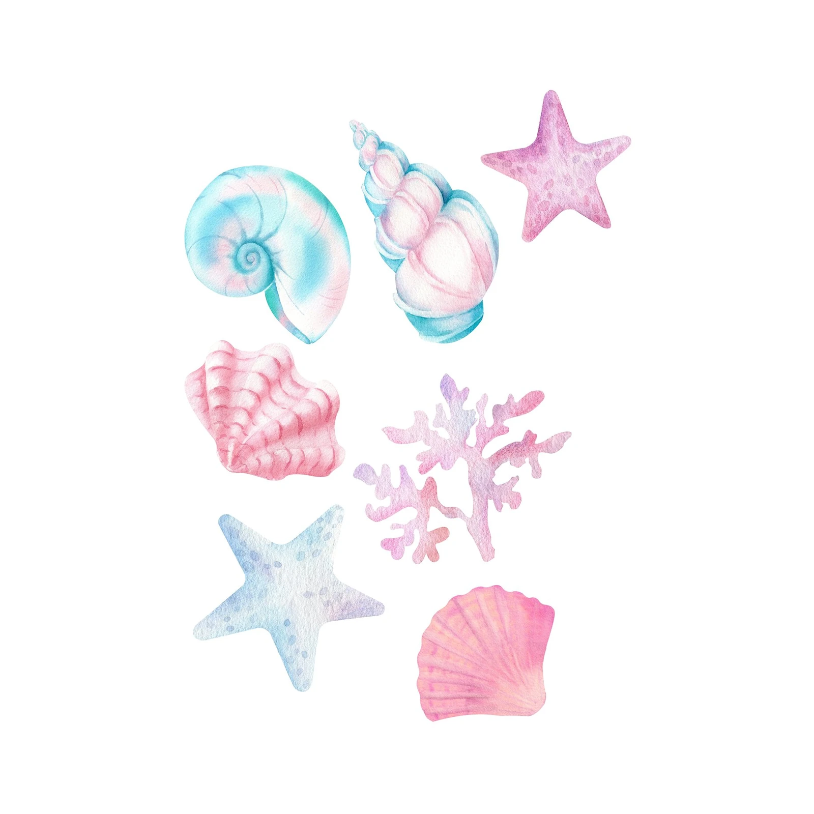 Pastel Seashell & Starfish Wall Art Wall Art
