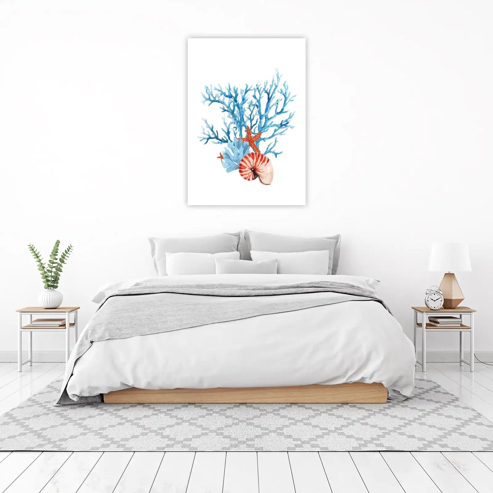 Ocean Coral & Shell Watercolor Wall Art
