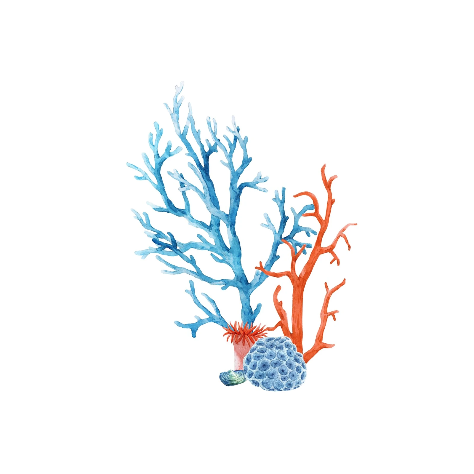 Blue & Coral Reef Branch Wall Art