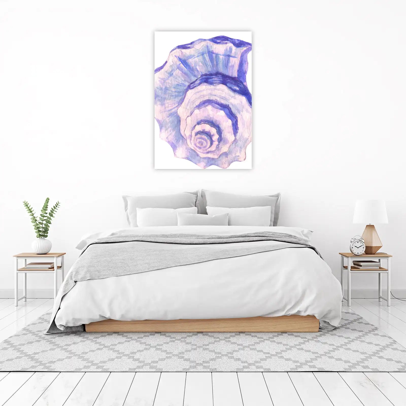 Serene Blue Seashell Watercolor Wall Art