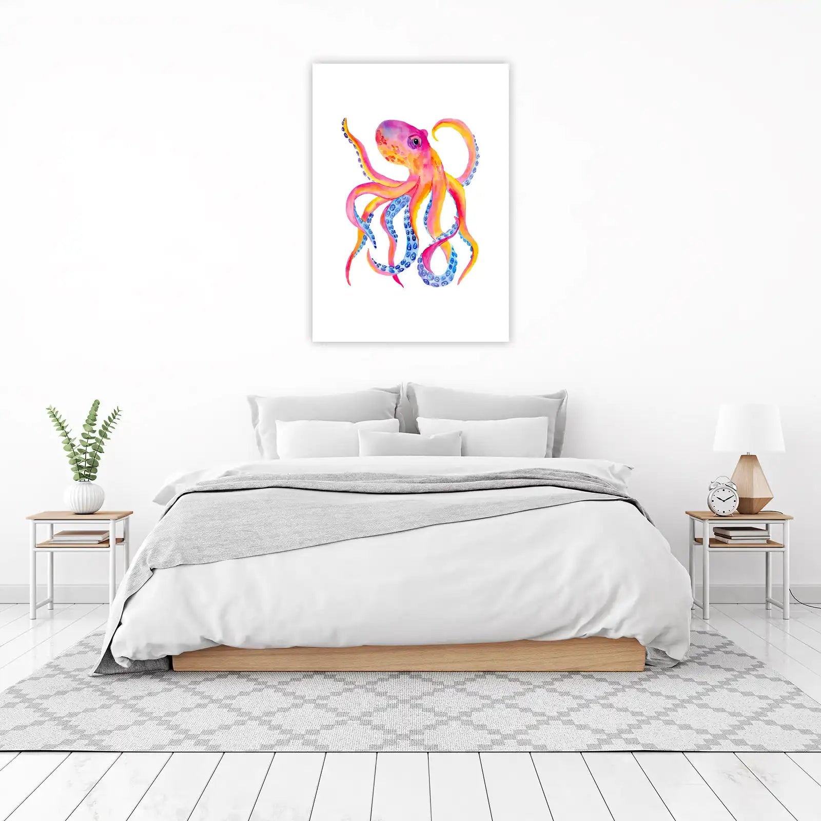 Vibrant Watercolor Octopus Wall Art Wall Art