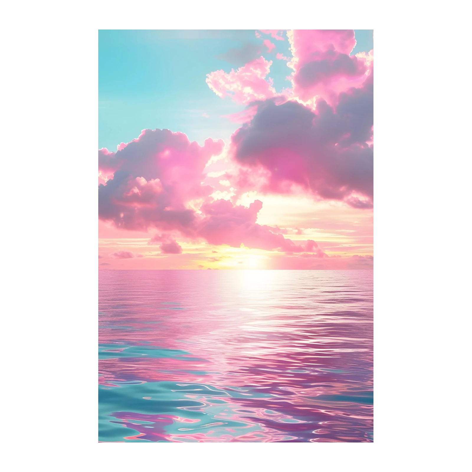 Dreamy Pink Sunset Ocean Wall Art