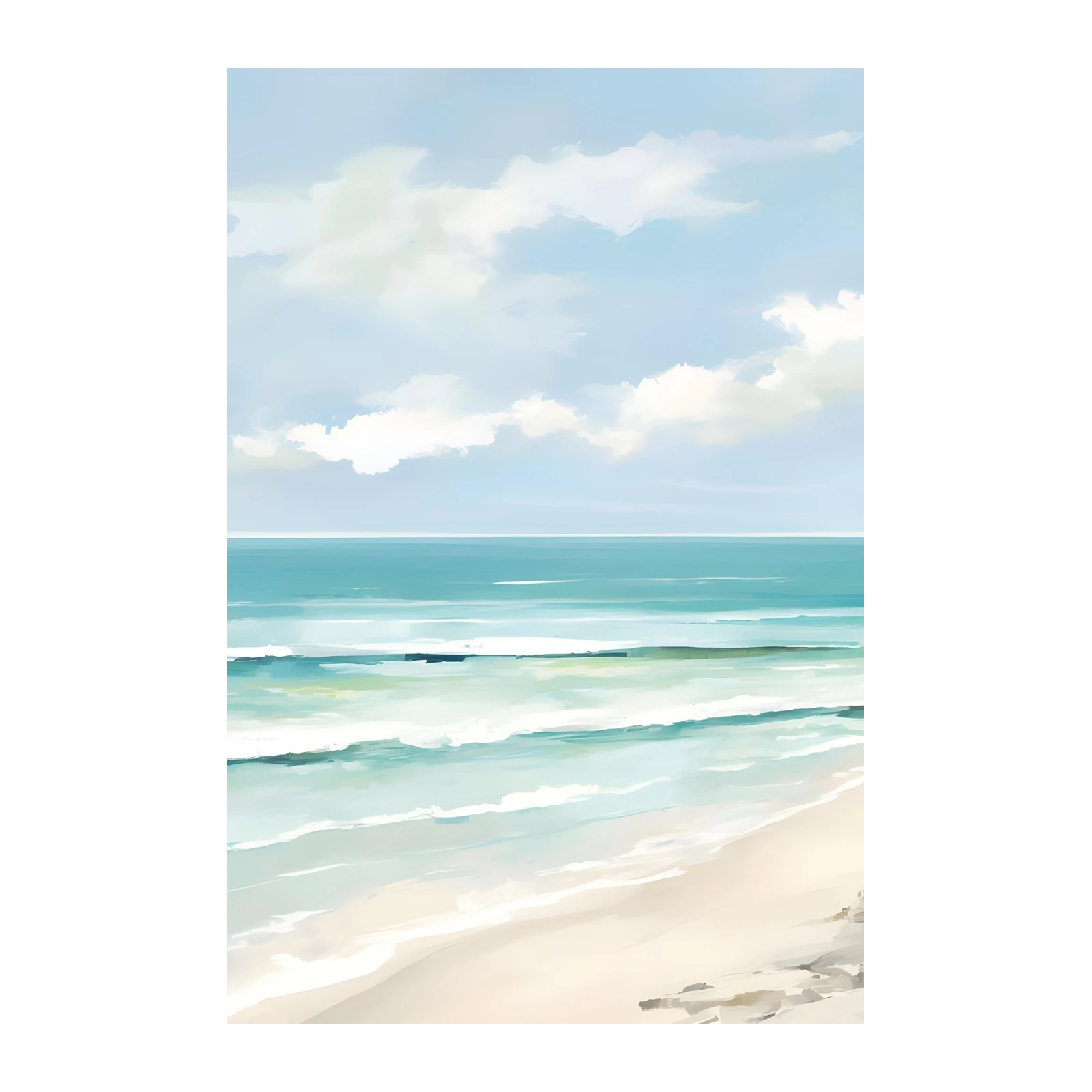 Serene Ocean Waves Beach Wall Art