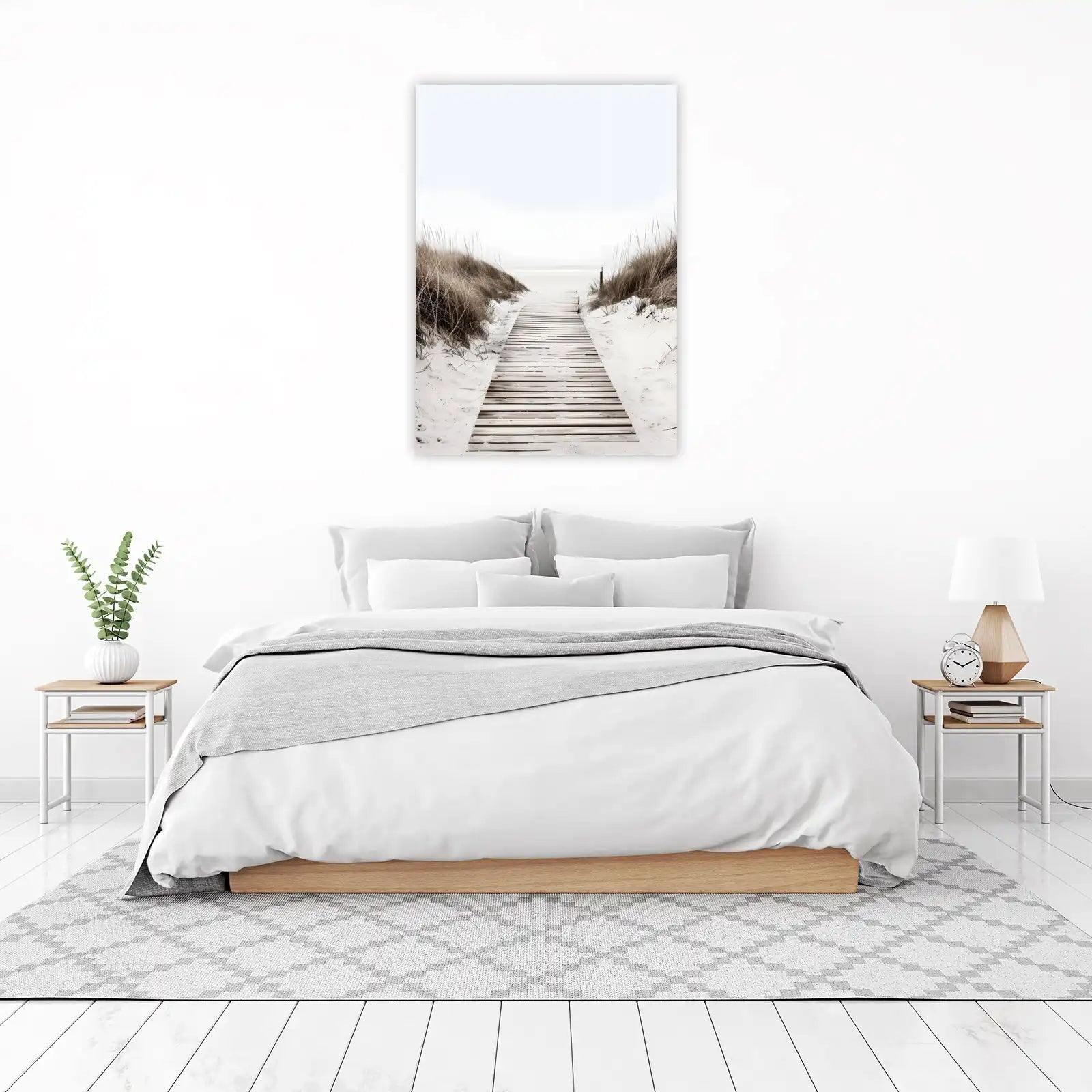 Serene Beach Path Wooden Boardwalk Wall Art