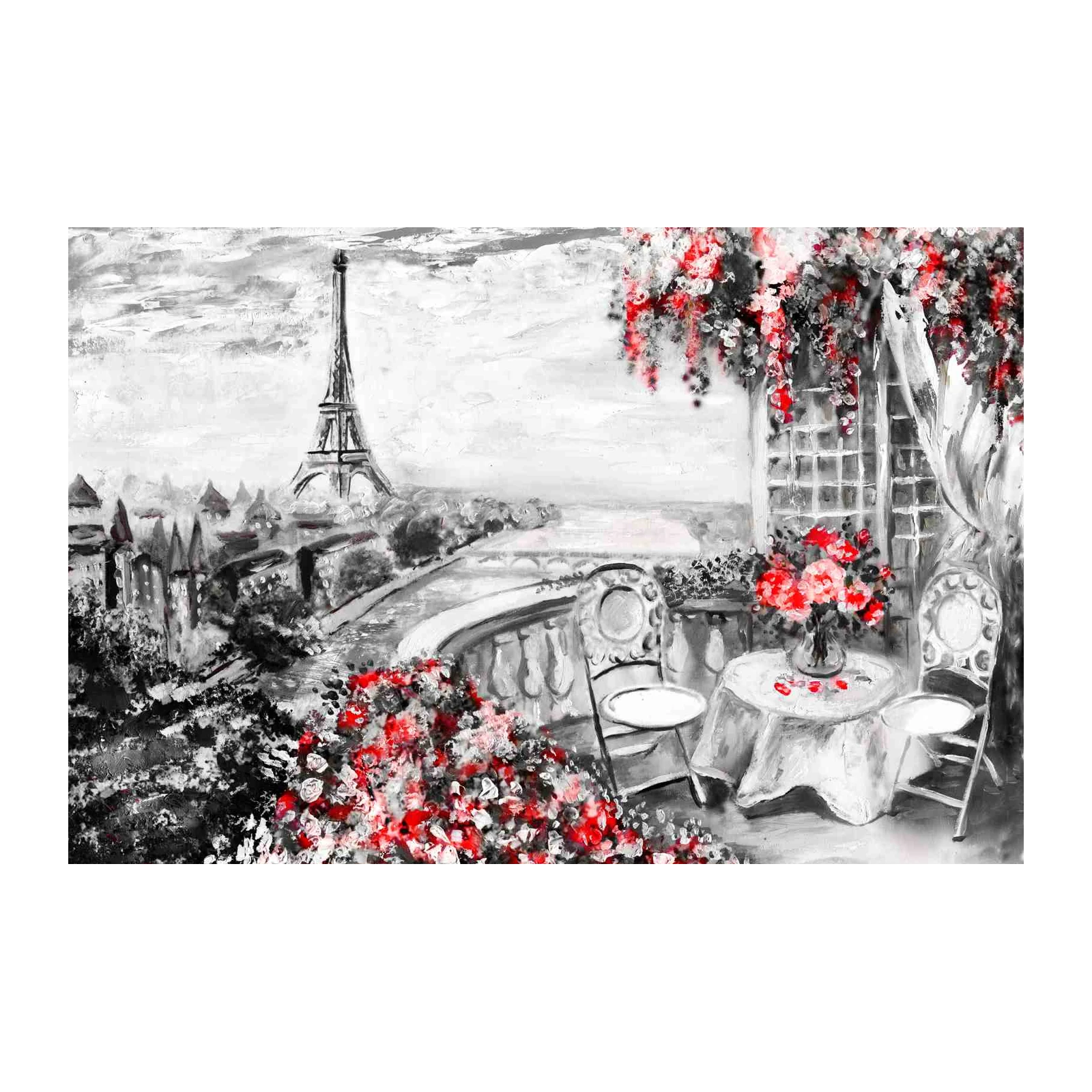 Parisian Romance Eiffel Tower Floral Wall Art