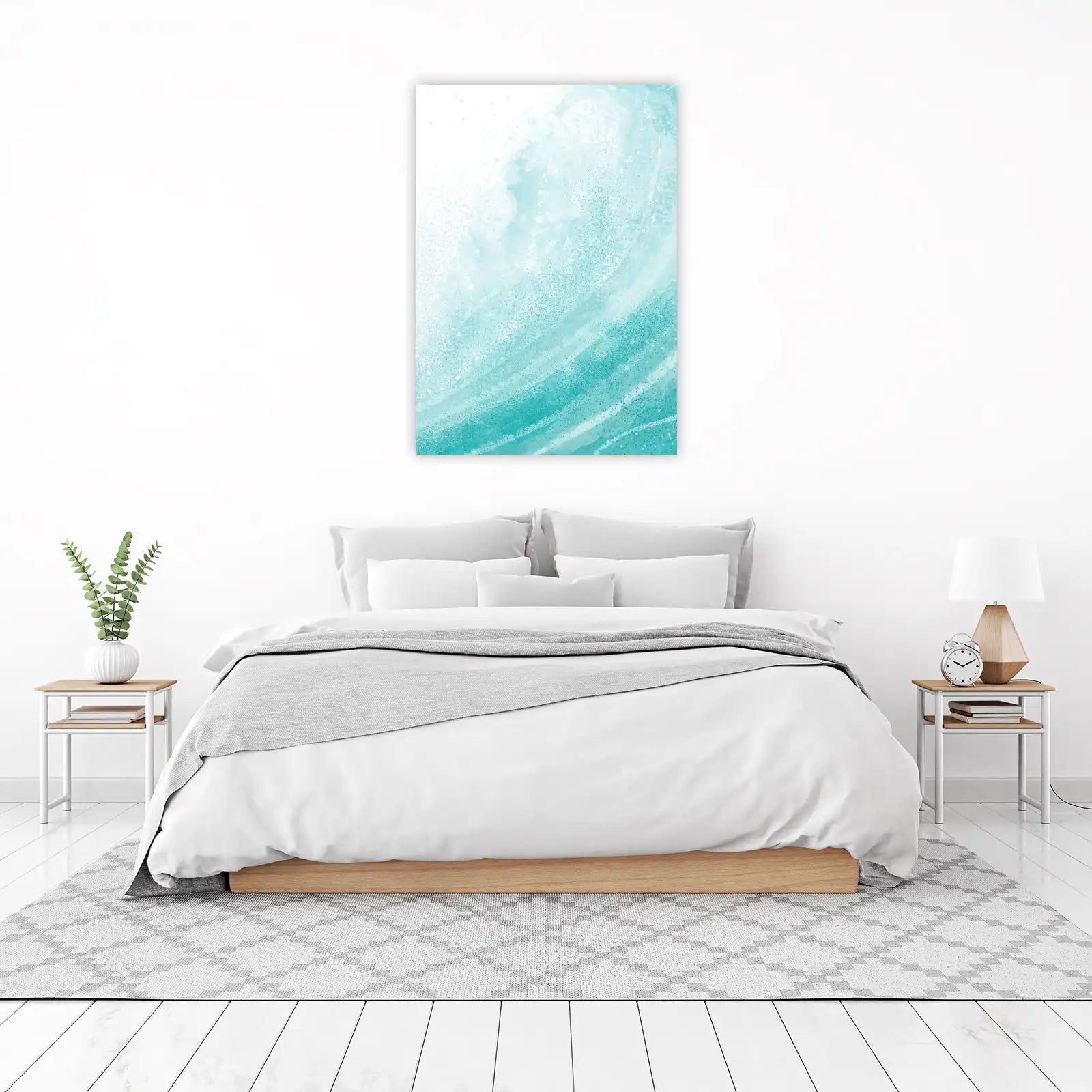 Serene Teal Wave Watercolor Wall Art