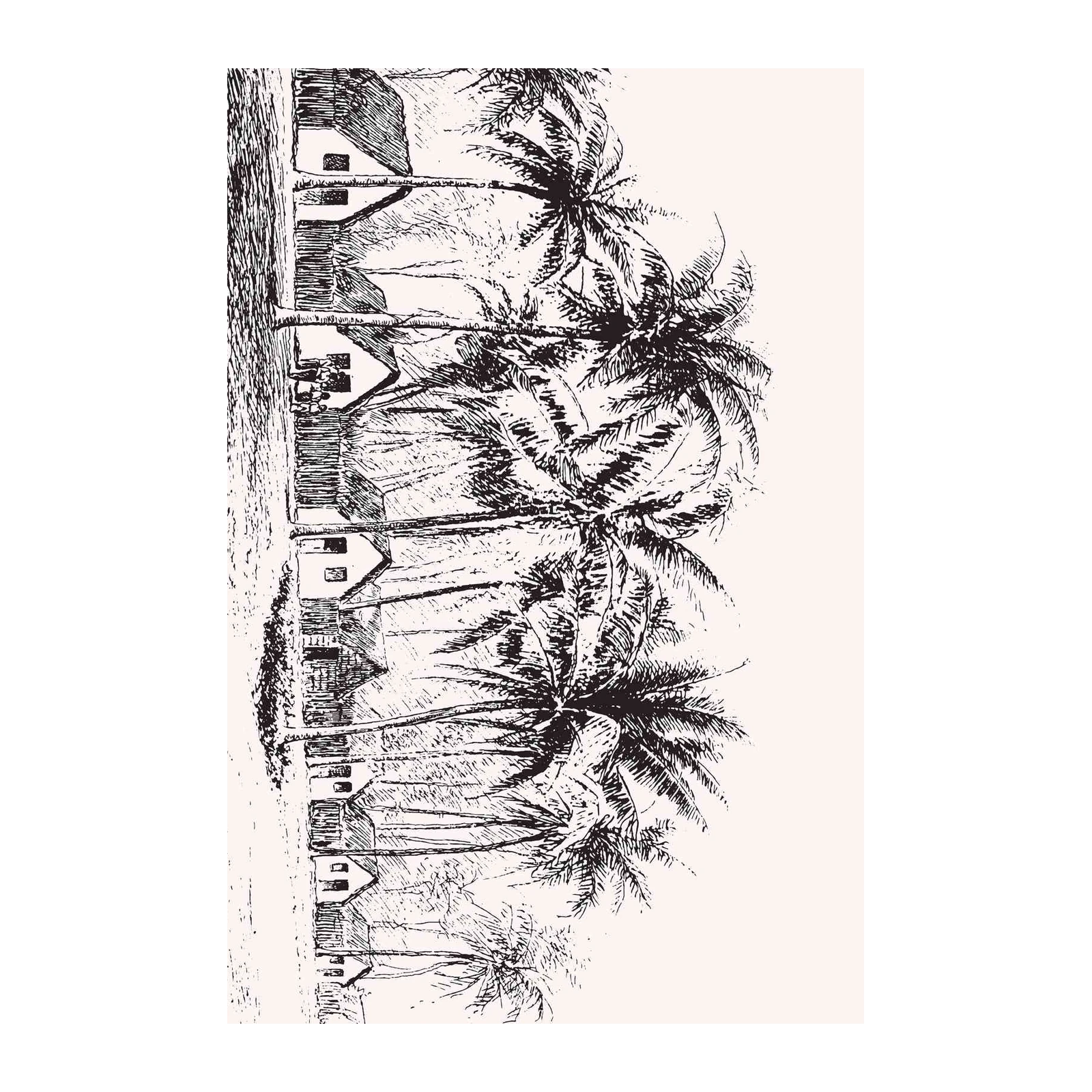Tropical Beach Houses Palm Trees Wall Art