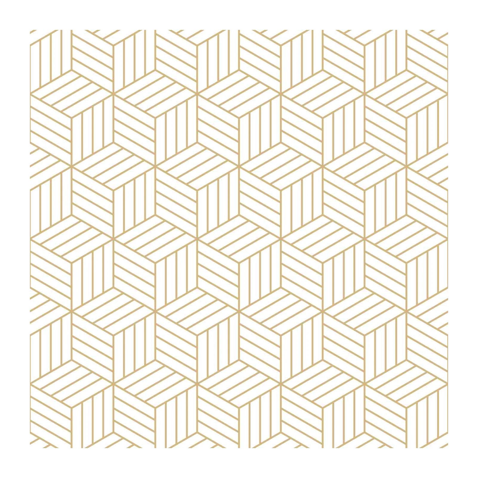 Geometric Gold Cube Pattern Wall Art