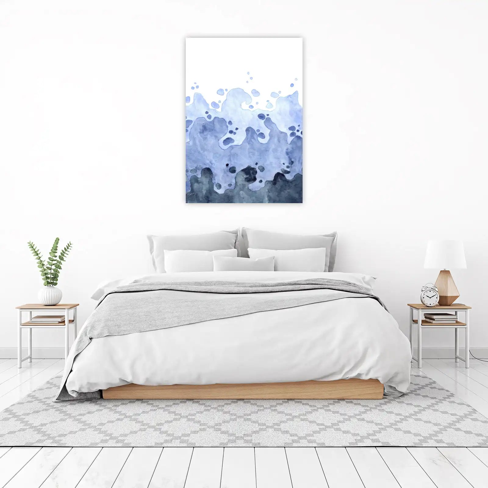 Serene Ocean Waves Watercolor Wall Art