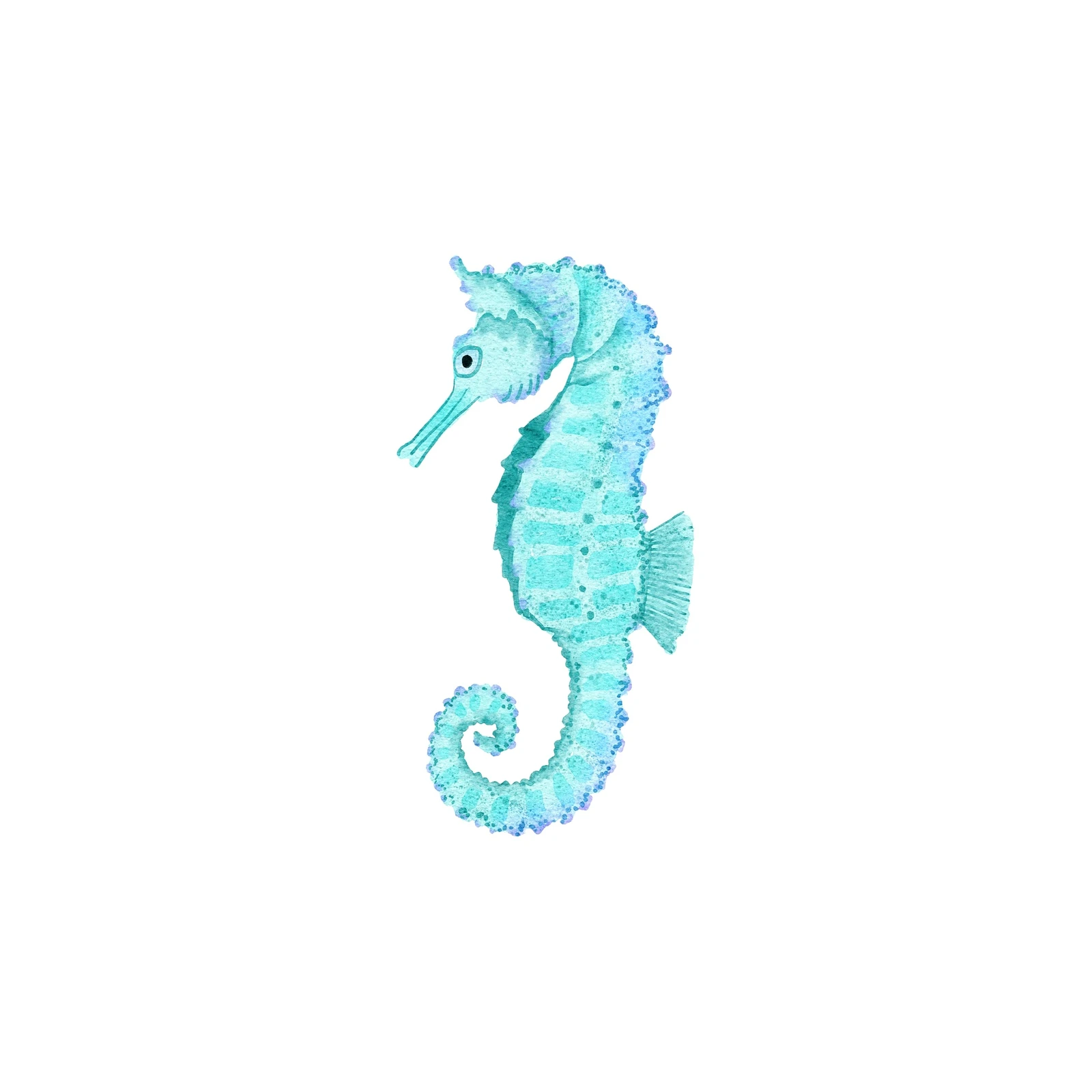 Blue Watercolor Seahorse Coastal Wall Art