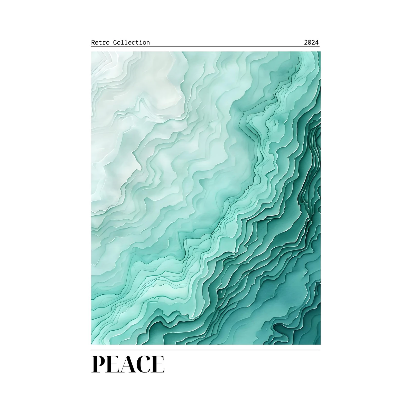 Serene Teal Abstract Topography Wall Art