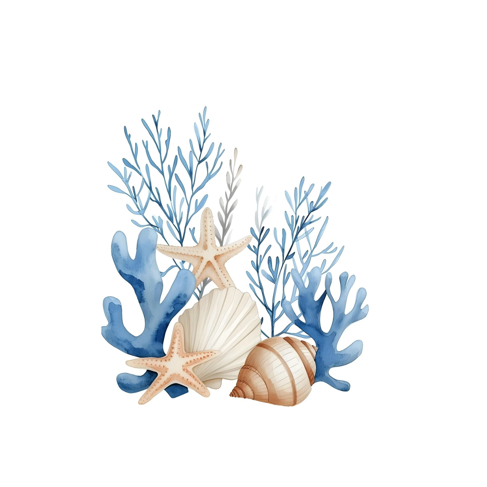 Ocean Serenity Seashell & Coral Wall Art