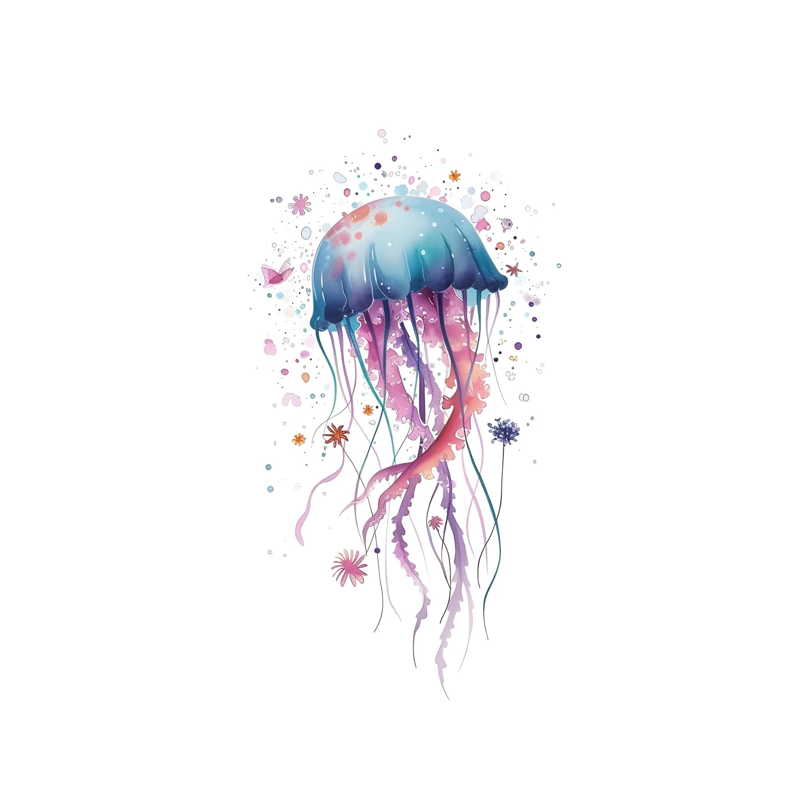 Dreamy Jellyfish Watercolor Wall Art