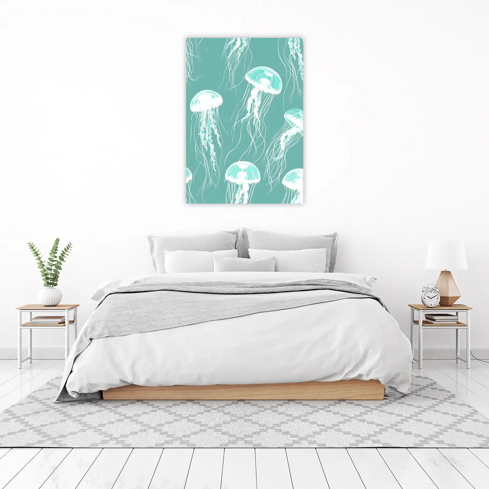 Serene Jellyfish Flow Teal Wall Art