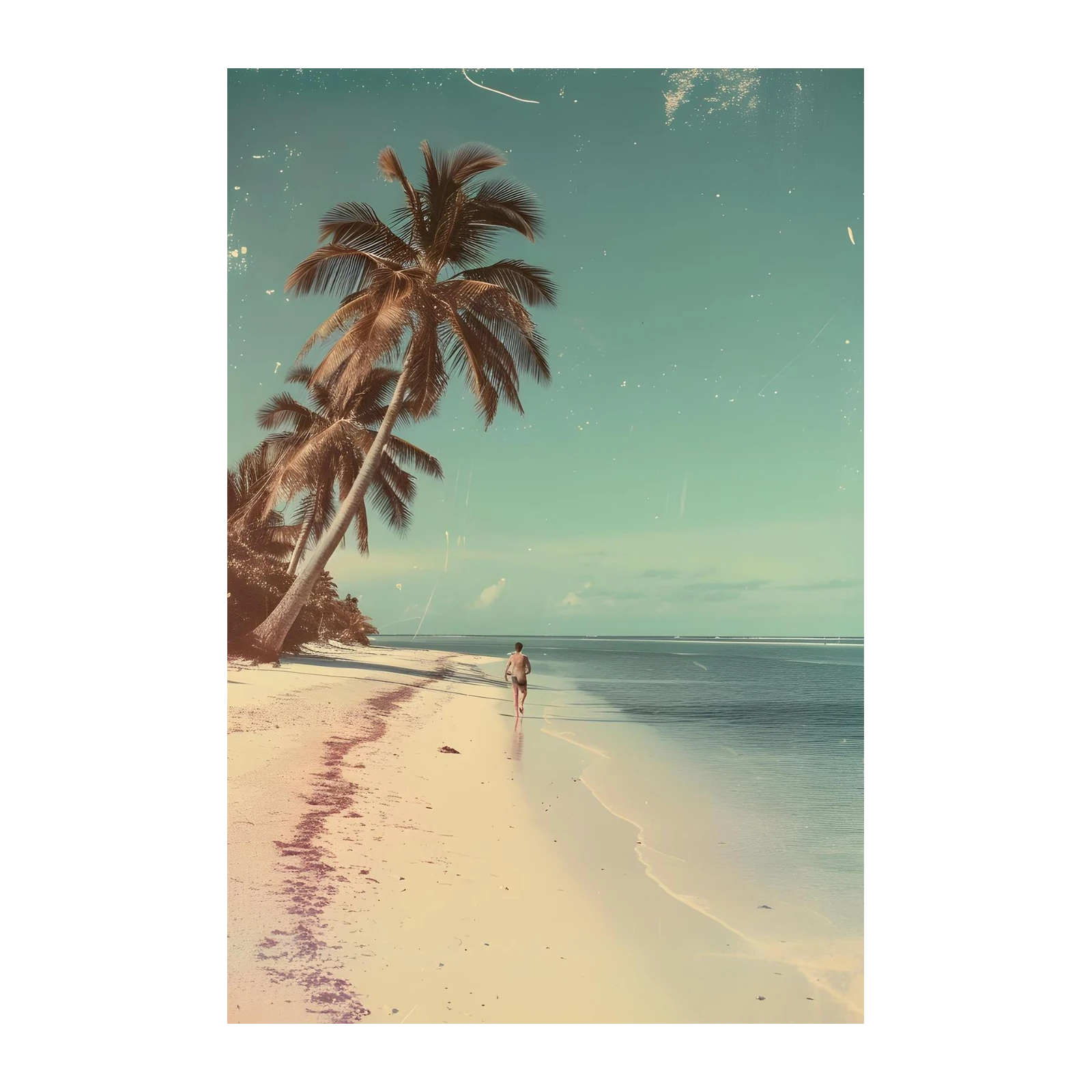 Tropical Escape Man Running Beach Wall Art