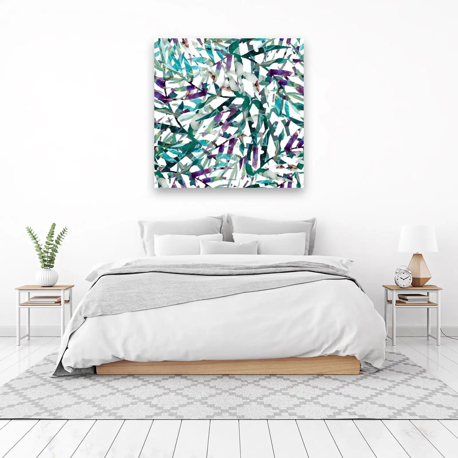 Abstract Floral Emerald & Amethyst Wall Art