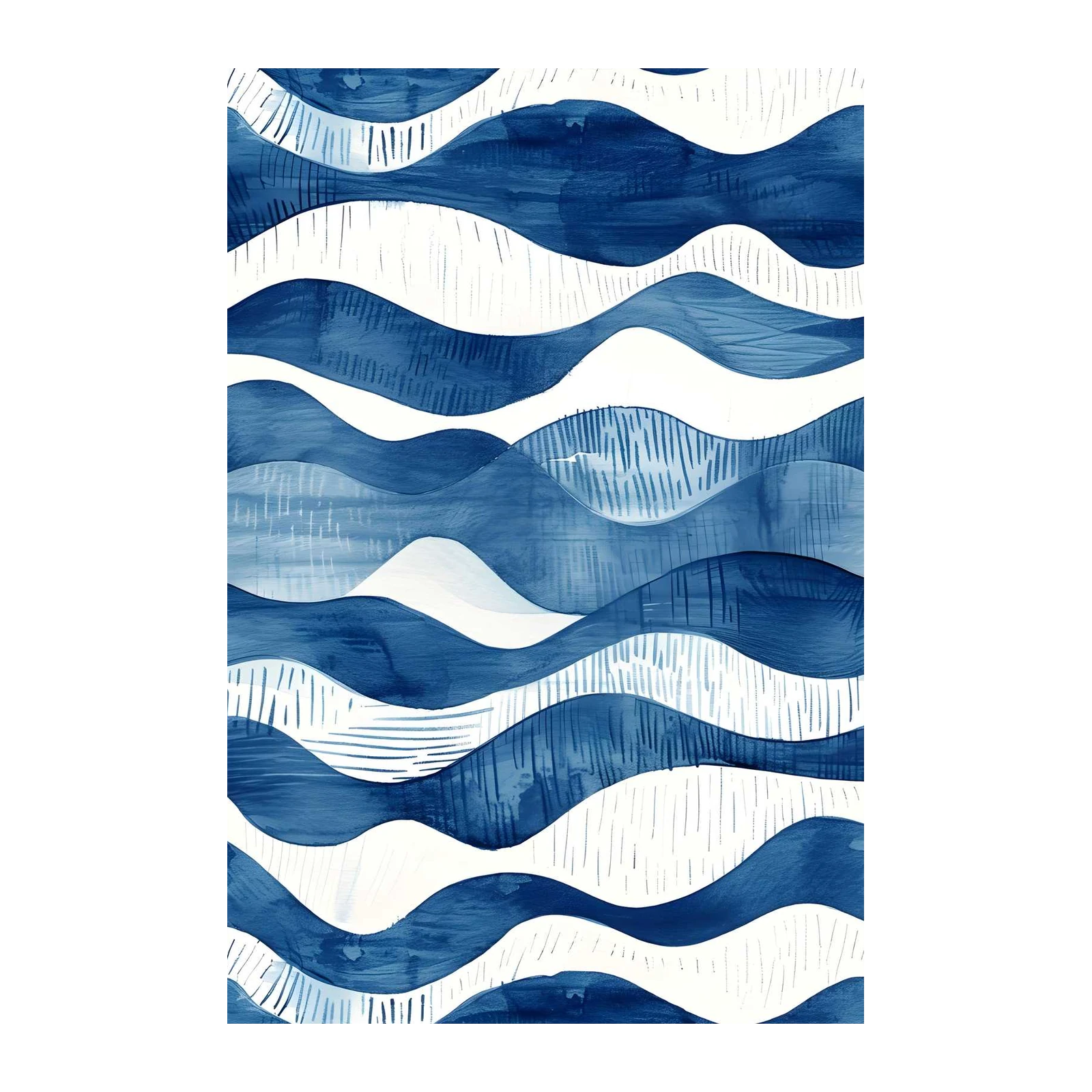 Serene Wave Abstract Indigo Wall Art