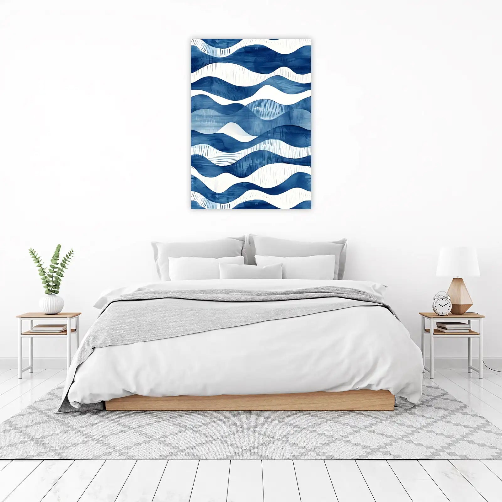 Serene Wave Abstract Indigo Wall Art