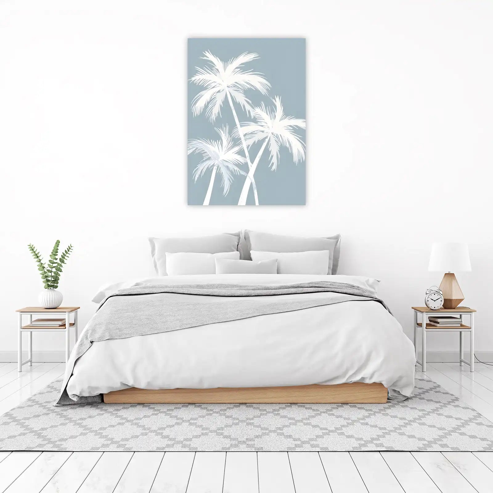 Serene White Palm Trees Wall Art