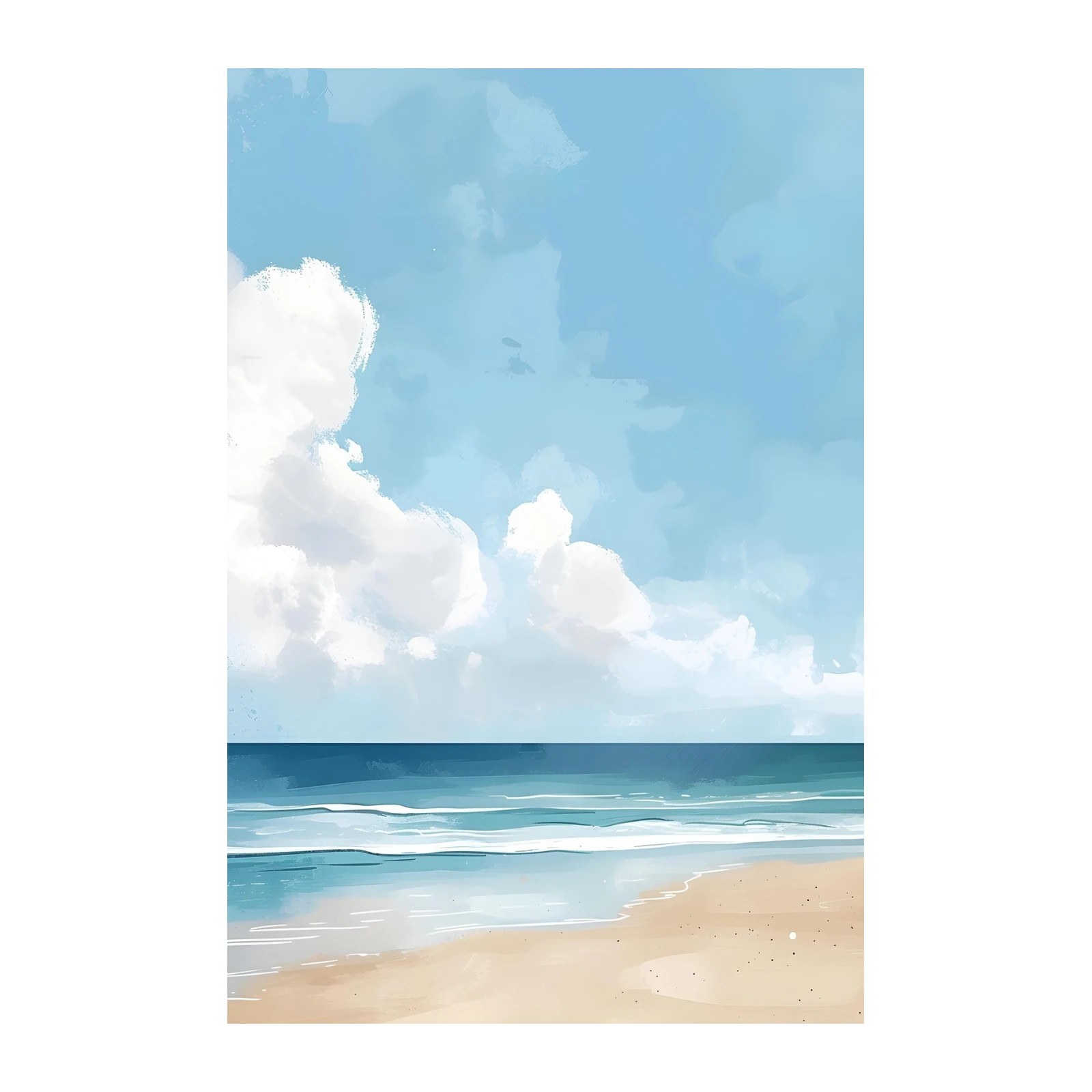 Serene Sky & Ocean Watercolor Wall Art