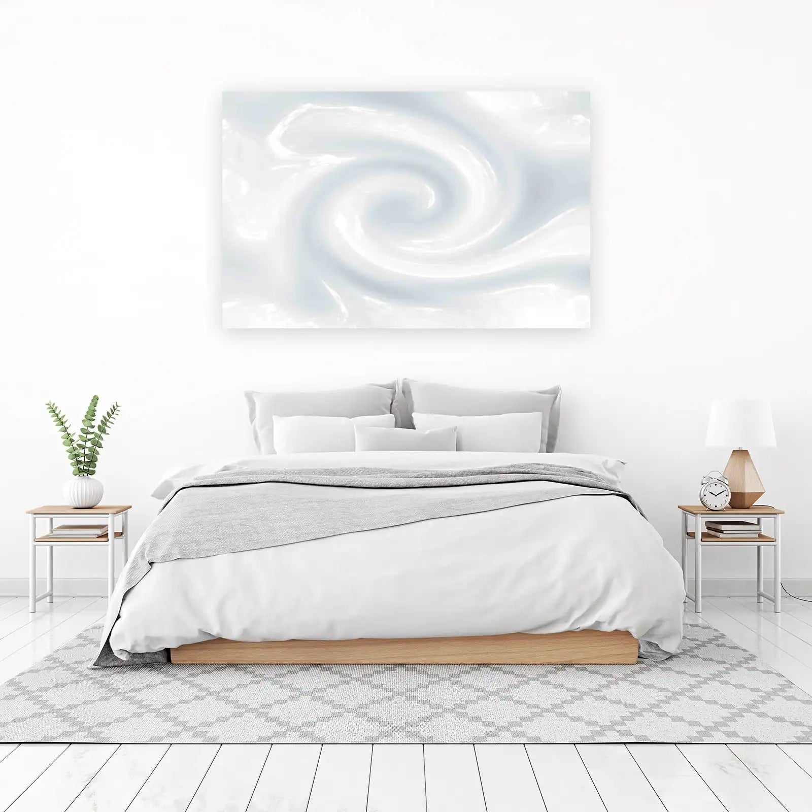 Abstract Swirl White Textured Wall Art