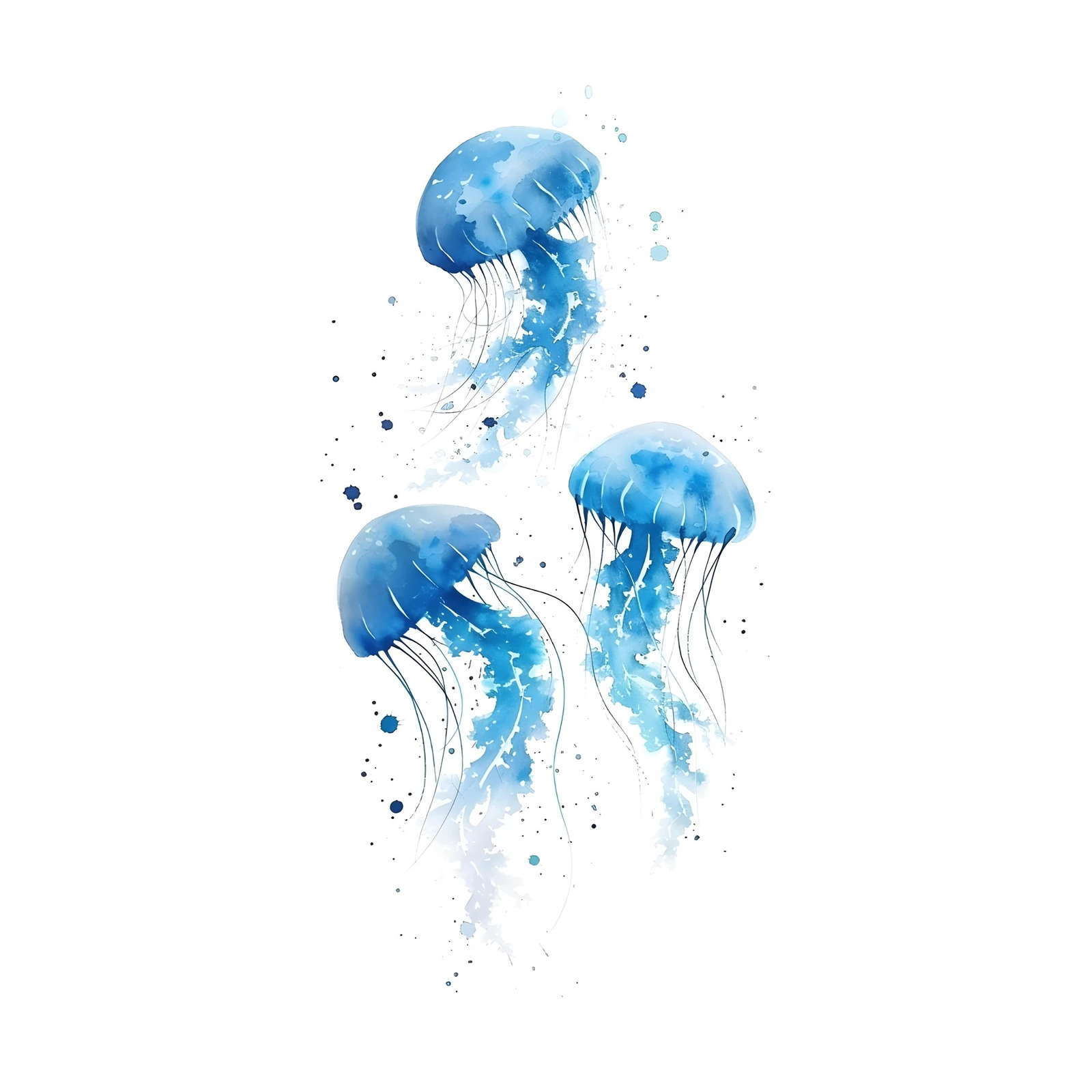 Oceanic Serenity Blue Jellyfish Wall Art