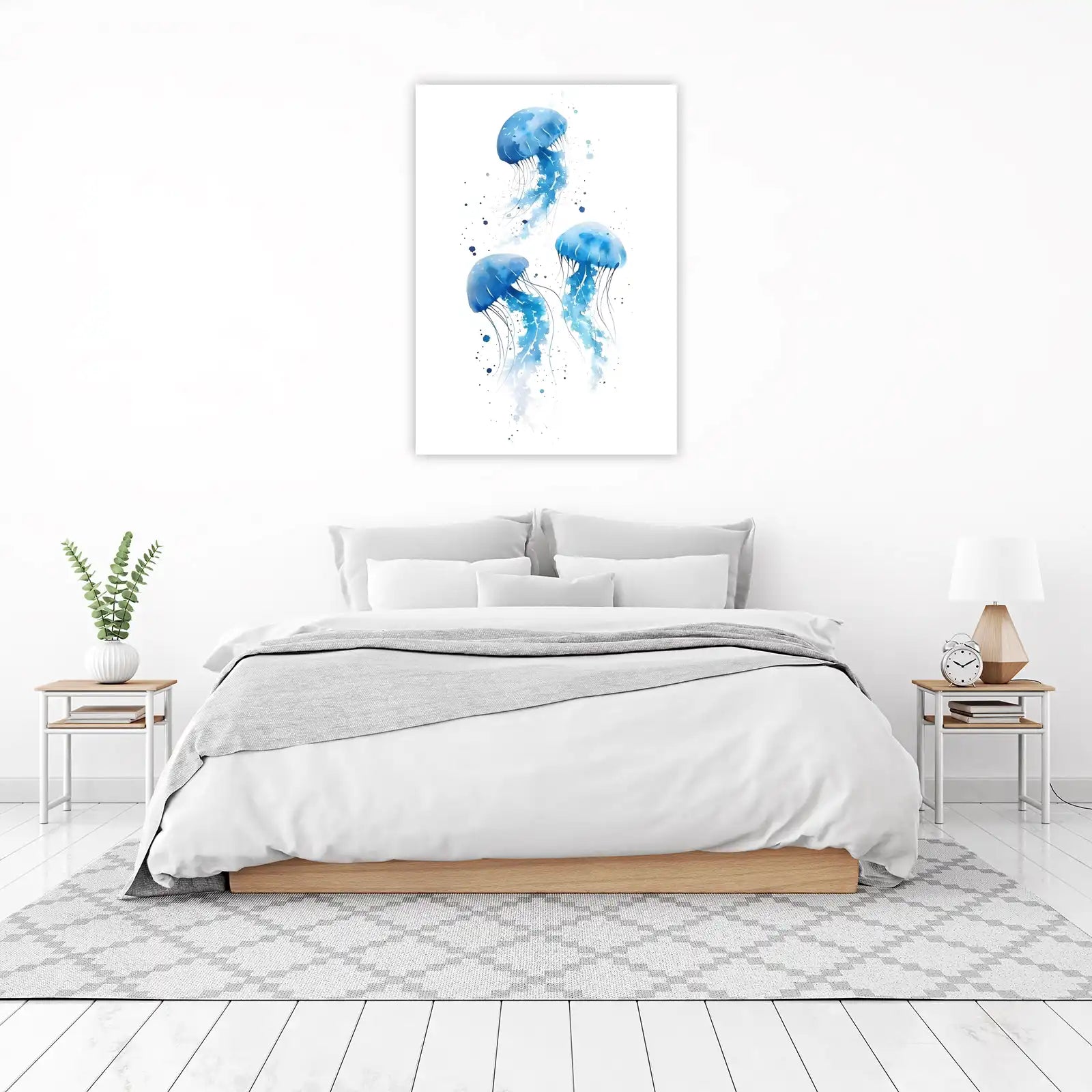Oceanic Serenity Blue Jellyfish Wall Art