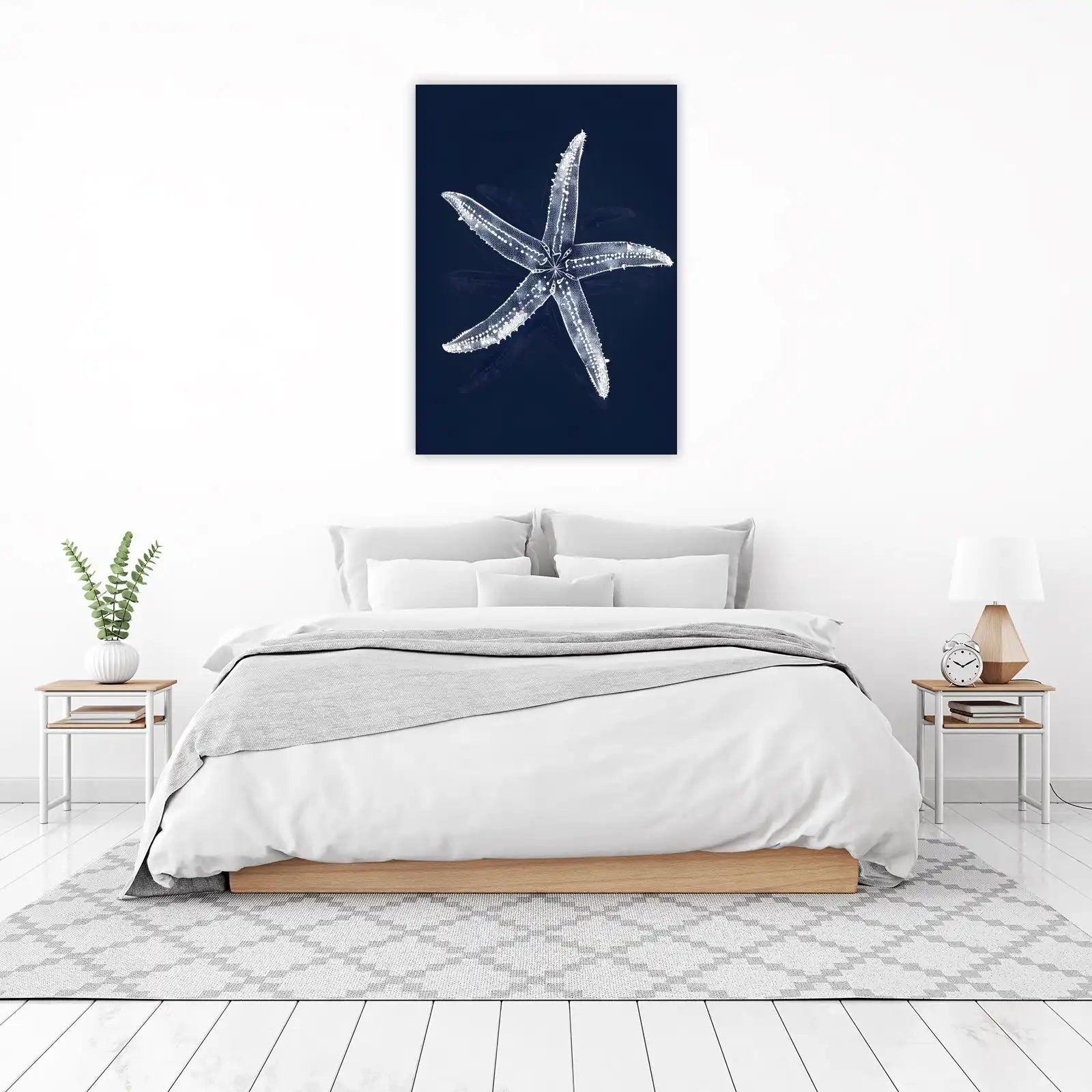 Elegant White Starfish Nautical Wall Art