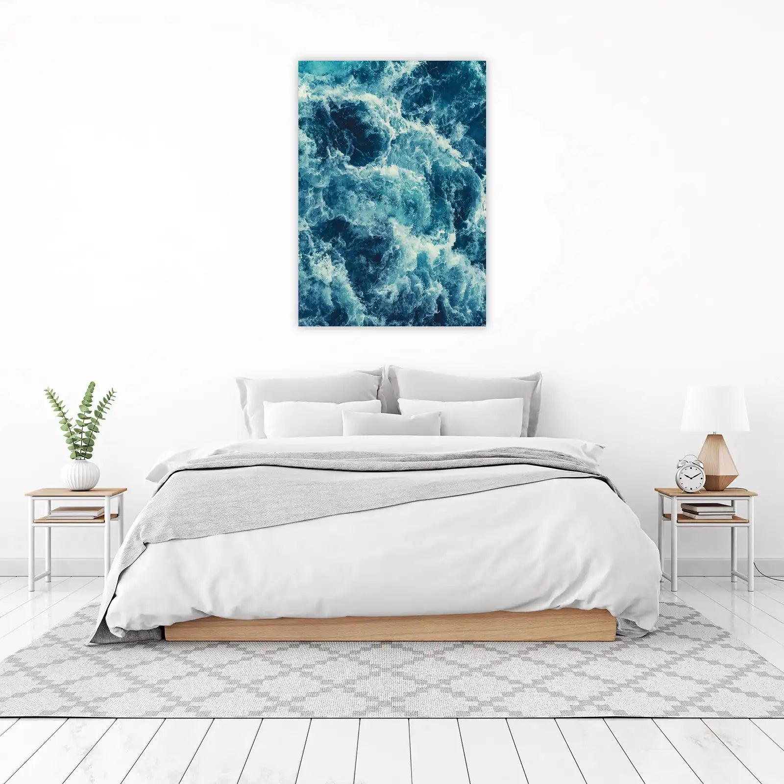 Dynamic Ocean Waves Turquoise & Navy Wall Art