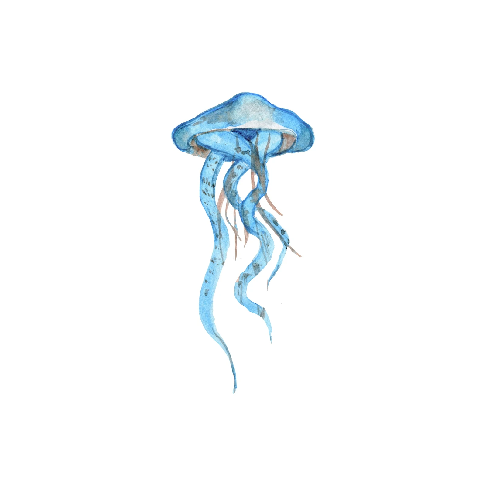 Serene Blue Jellyfish Watercolor Wall Art
