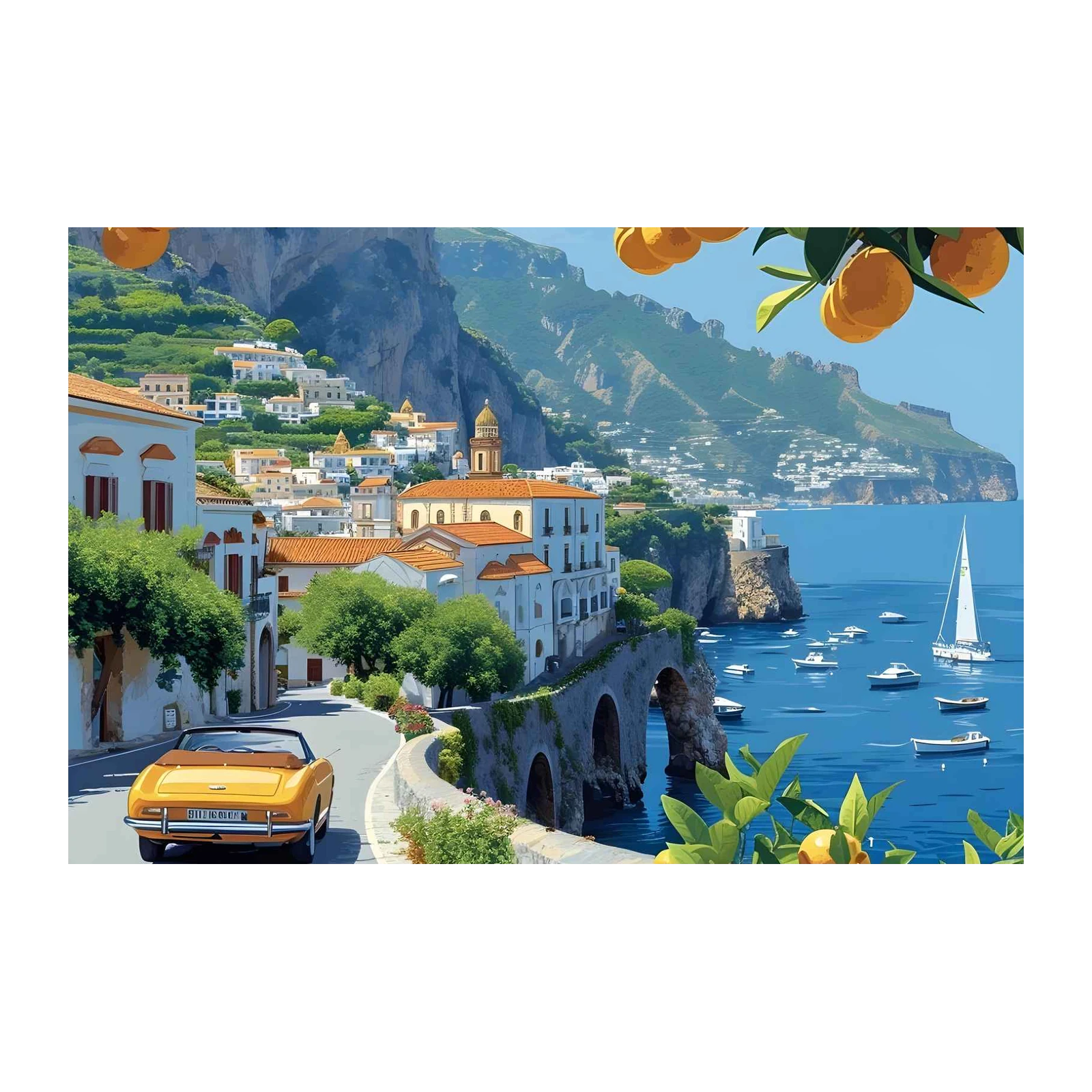 Amalfi Coast Citrus Drive Wall Art