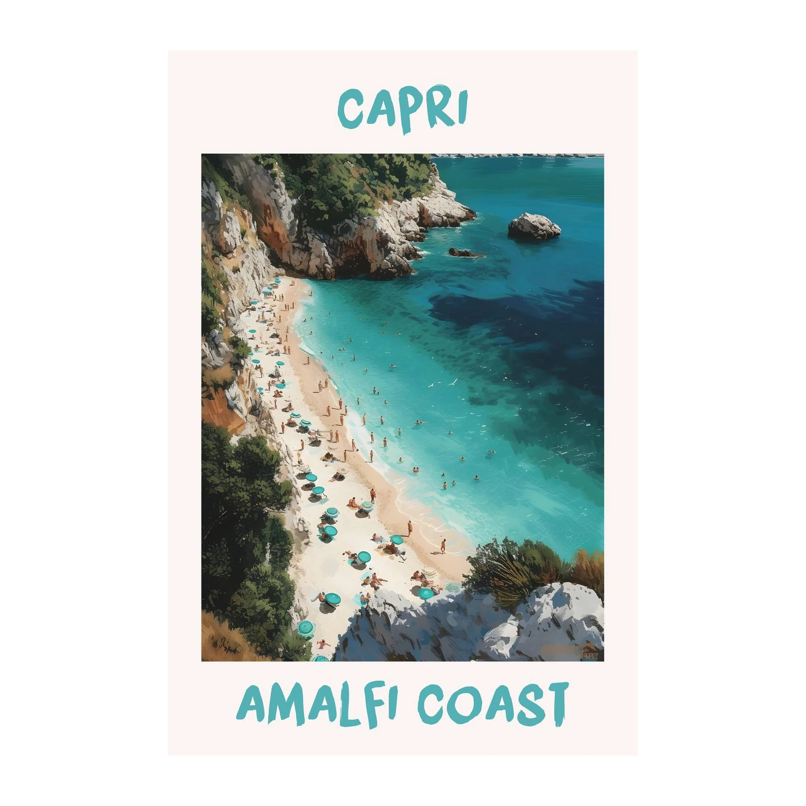 Capri Amalfi Coast Beach Scene Wall Art