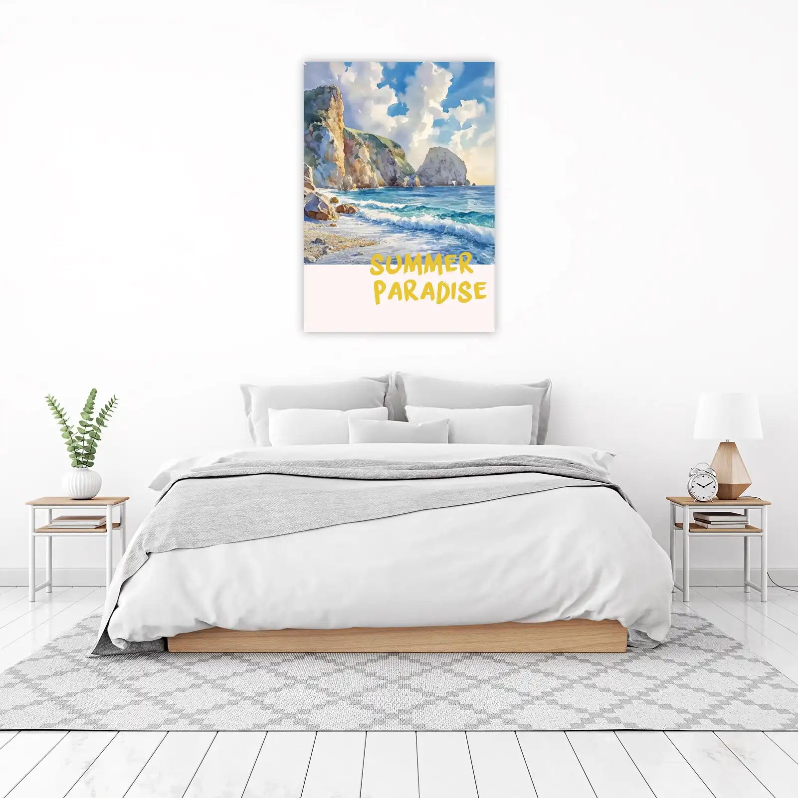 Serene Coastal Cliffs Watercolor Wall Art