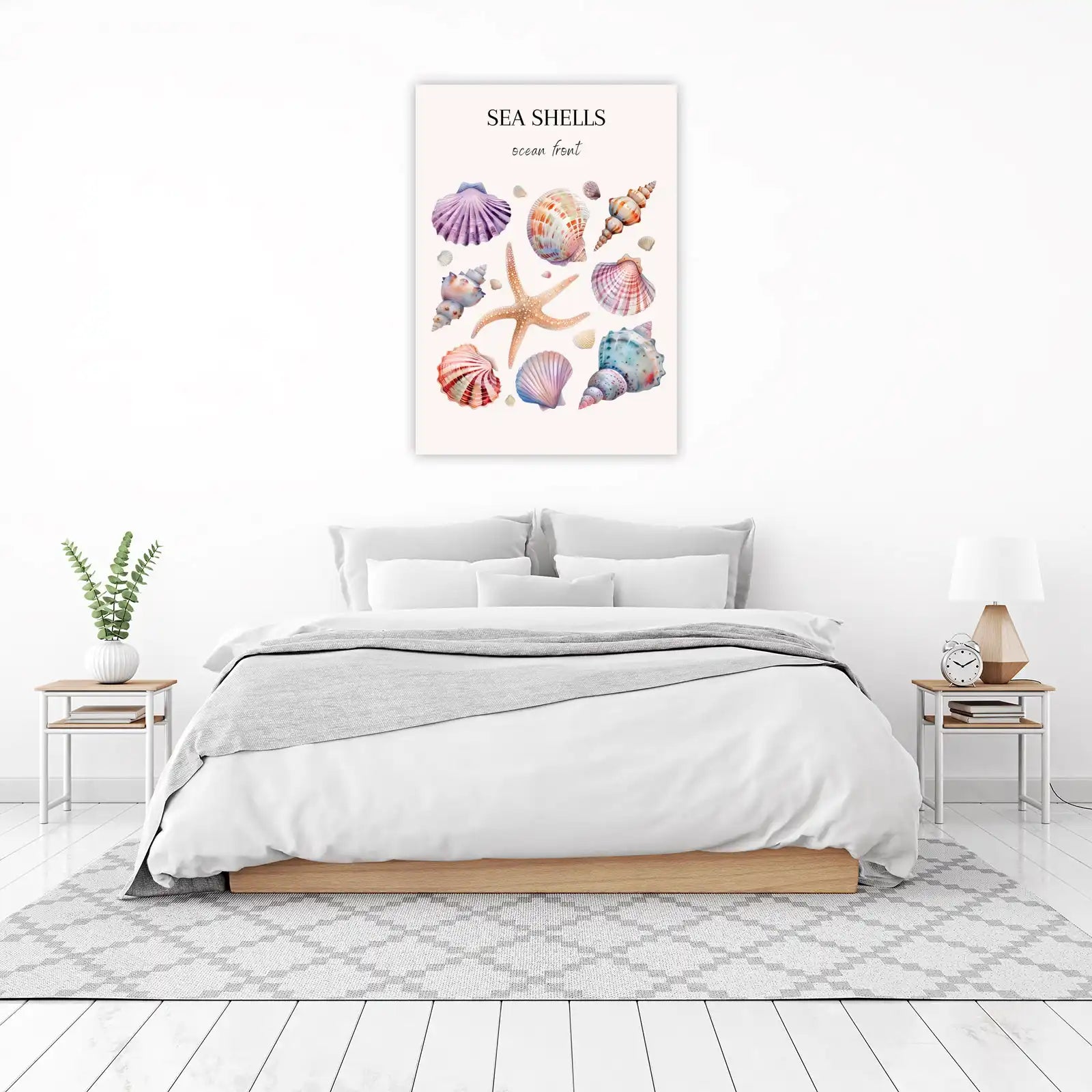 Vibrant Watercolor Sea Shells Wall Art Wall Art
