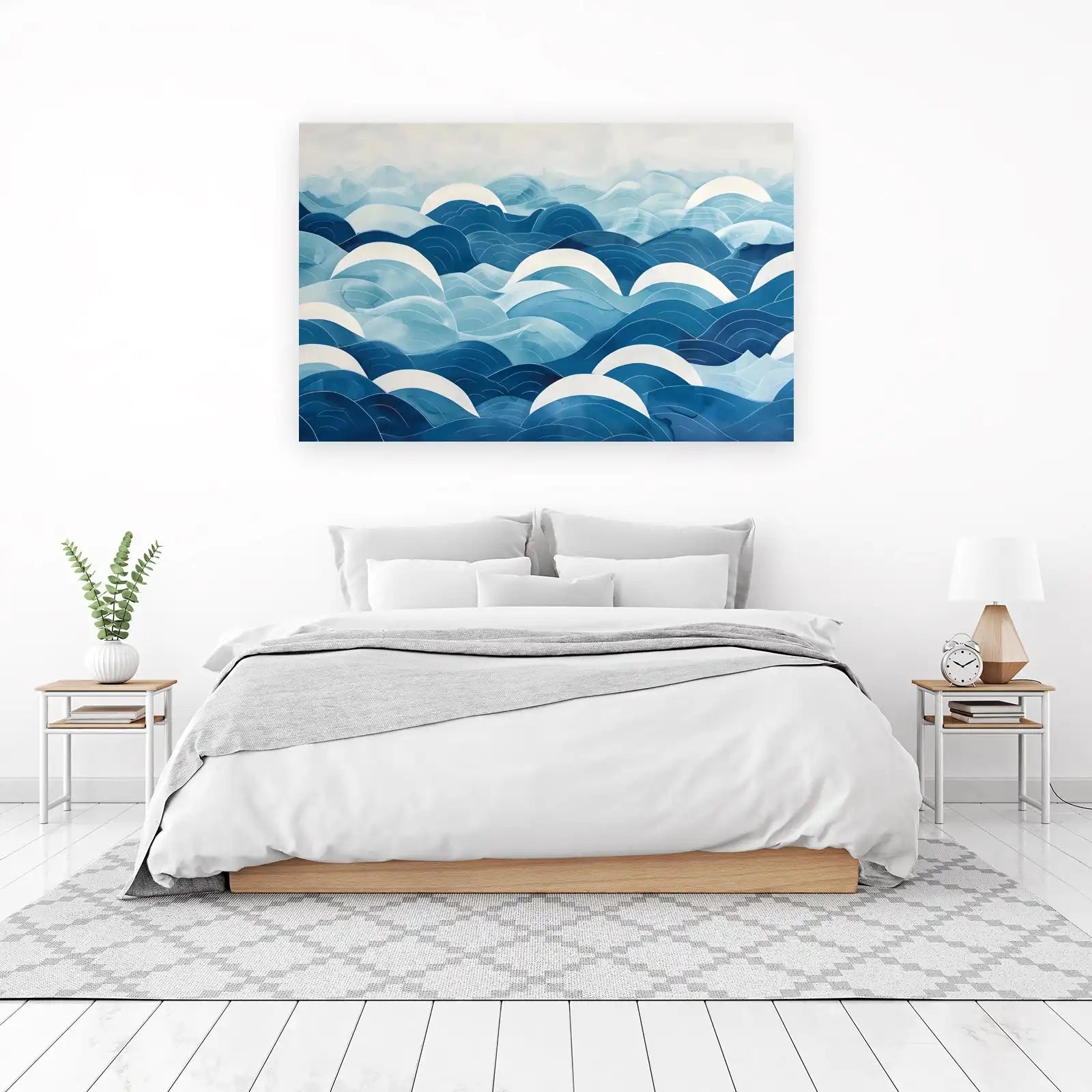 Tranquil Ocean Waves Blue Abstract Wall Art