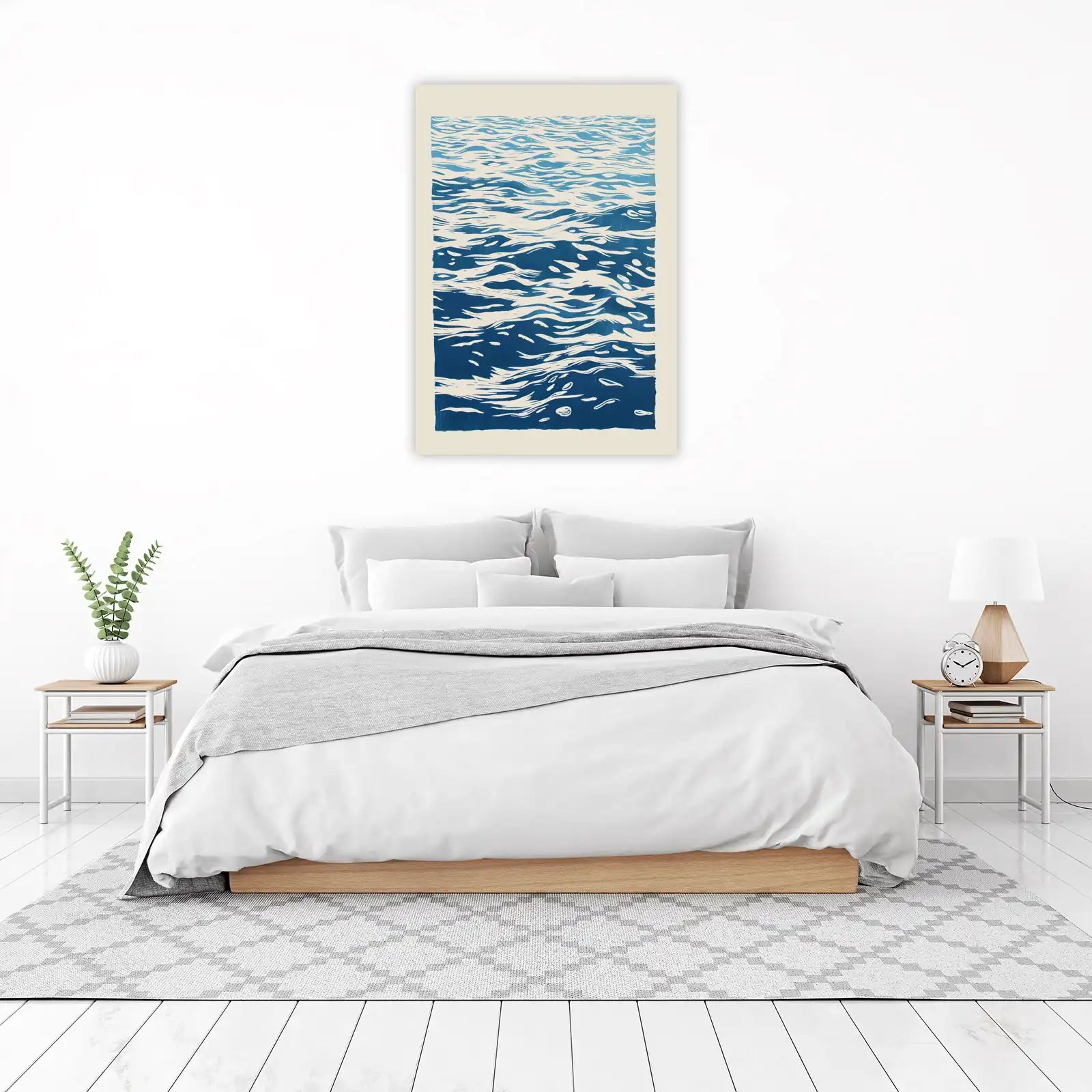 Serene Water Ripples Blue & Cream Wall Art