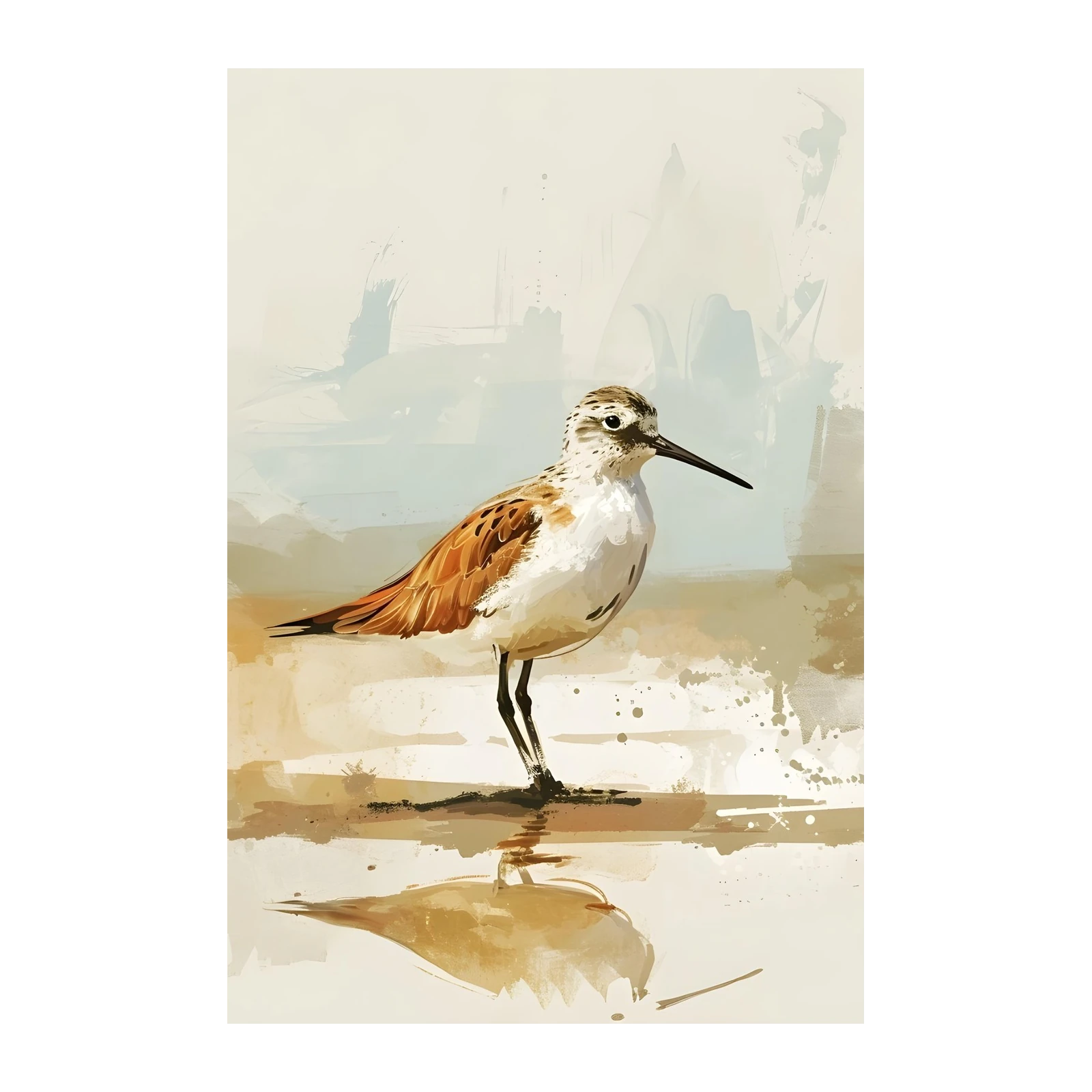 Serene Sandpiper Coastal Artwork Wall Art