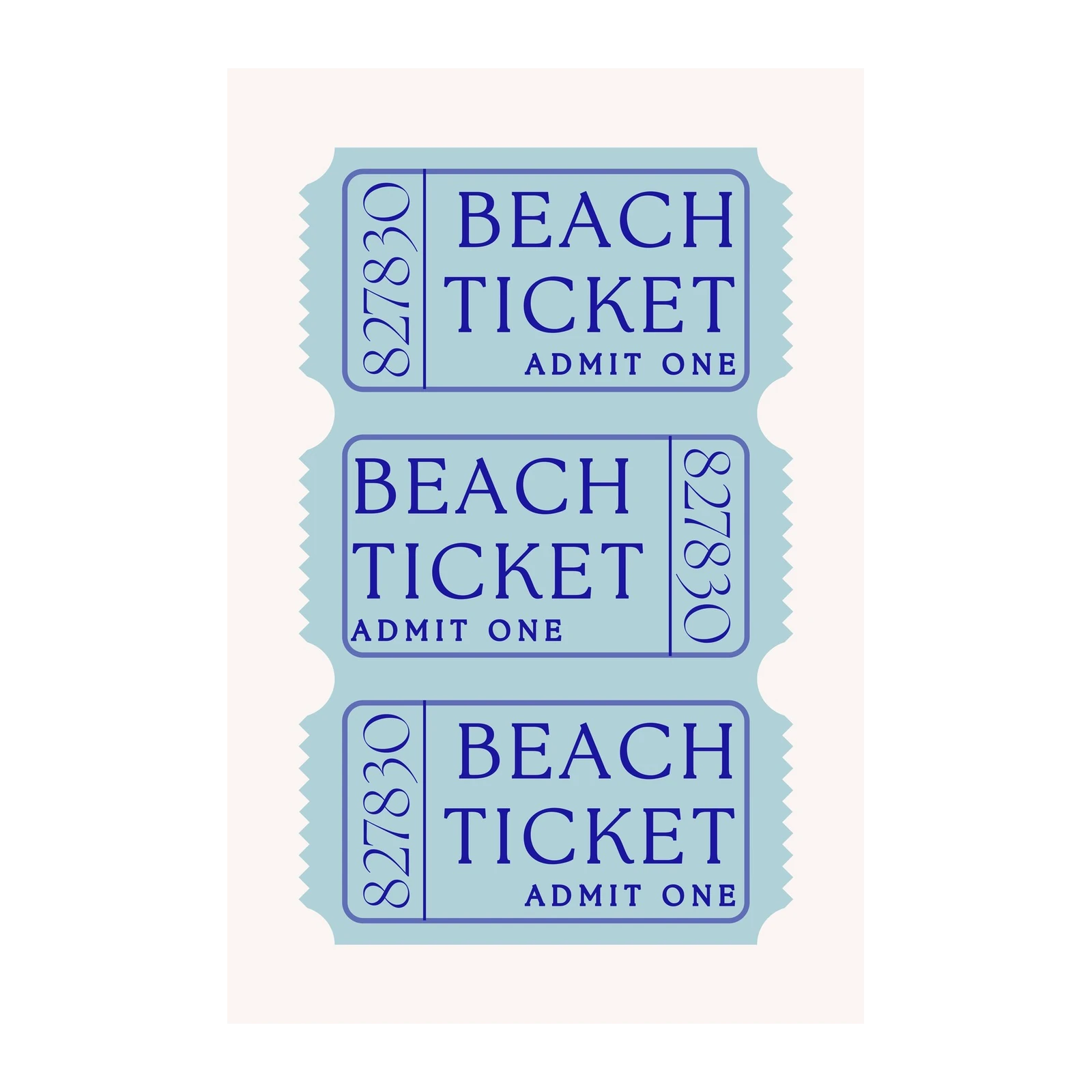 Vintage Beach Ticket Coastal Art Wall Art