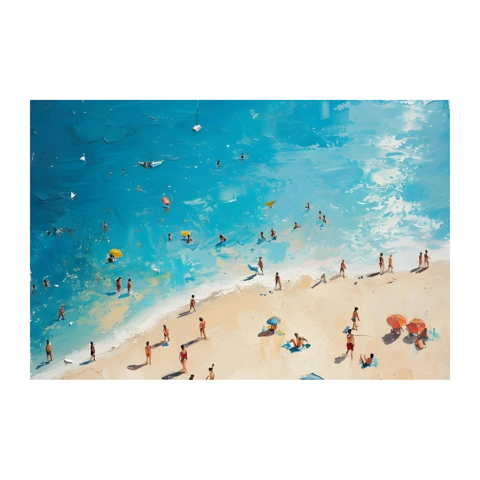 Vibrant Beach Scene Impasto Wall Art